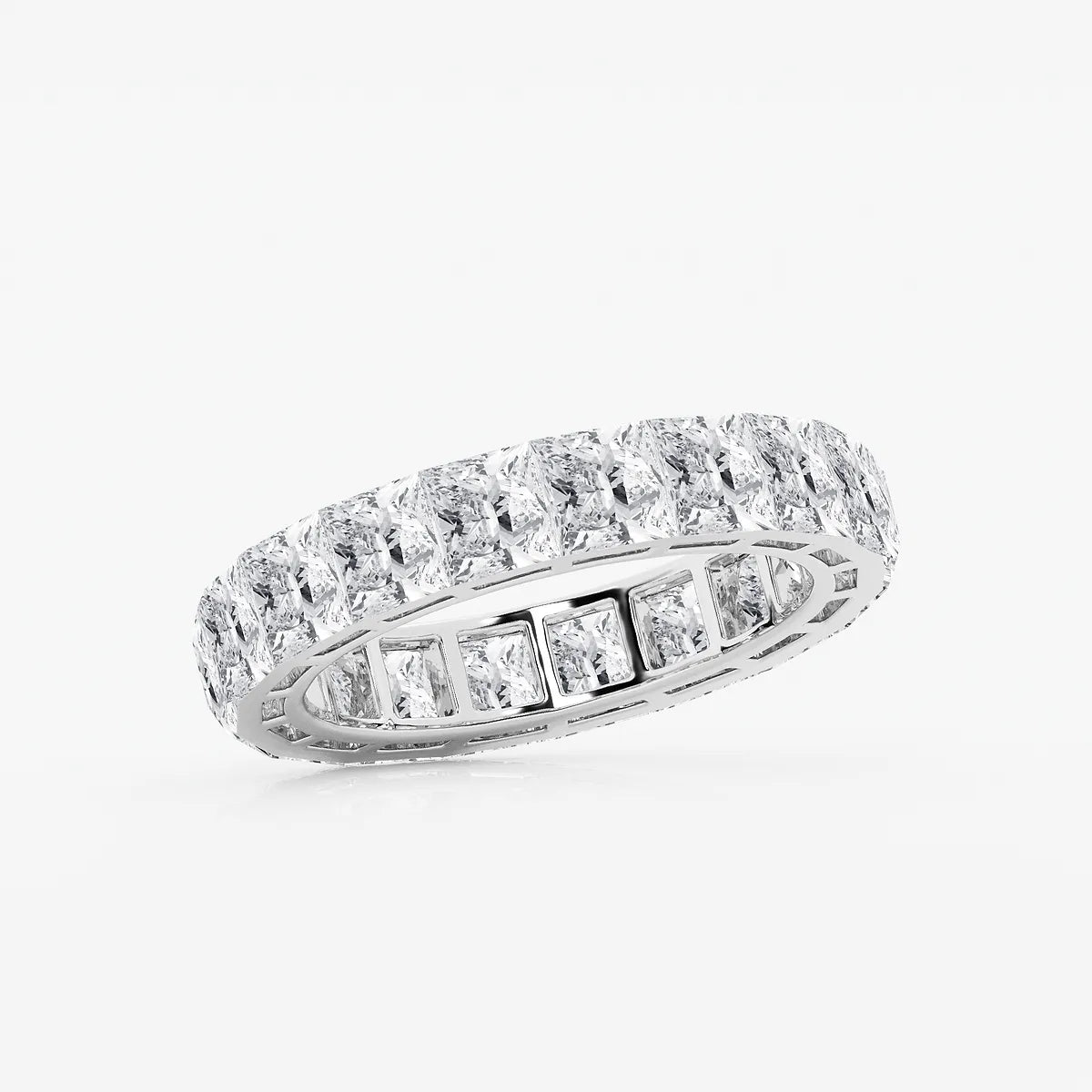Invisible Set Princess Cut Lab Grown Diamond Cube Eternity Band in Solid Gold