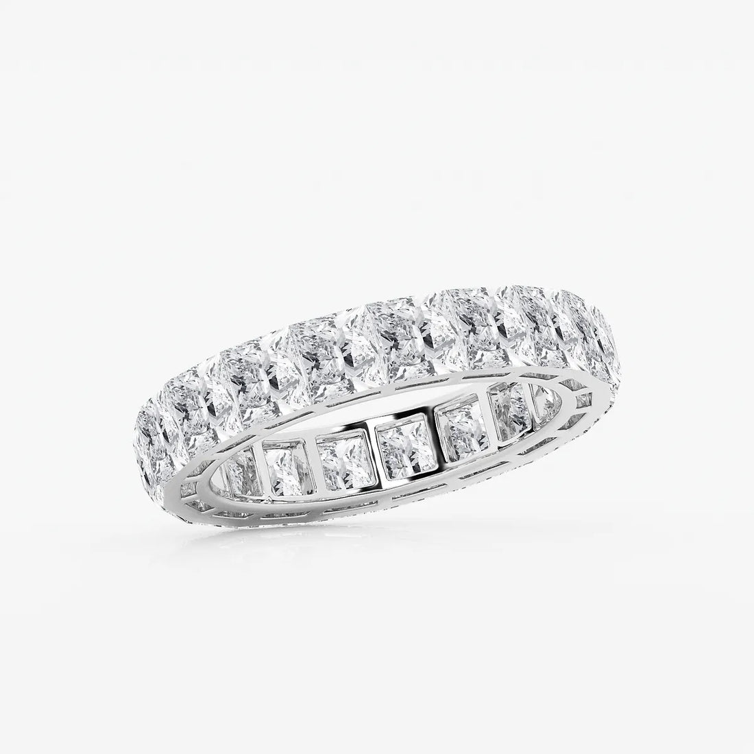 Invisible Set Princess Cut Lab Grown Diamond Cube Eternity Band in Solid Gold