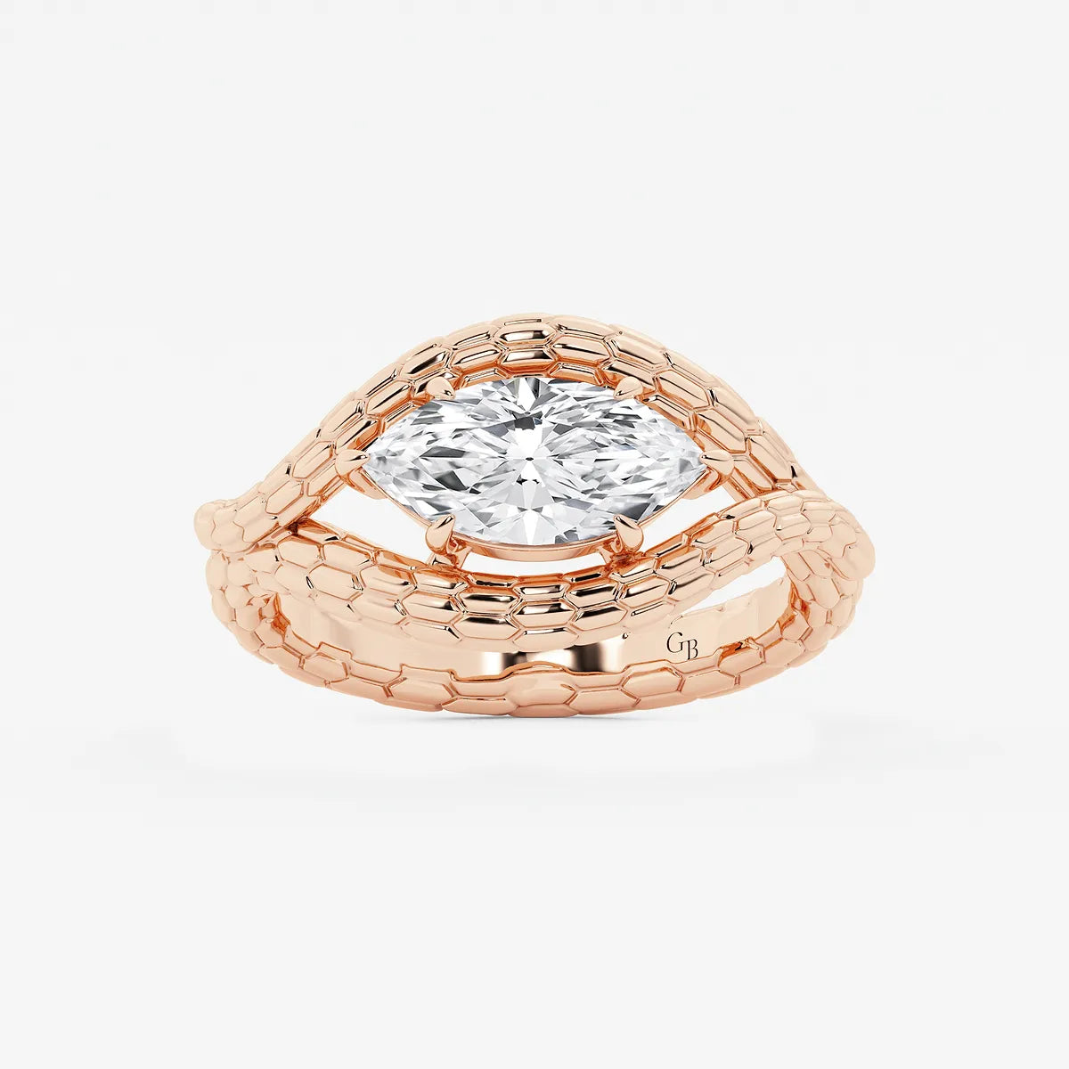 Aurexia Marquise Lab-Grown Diamond Textured Frame Ring