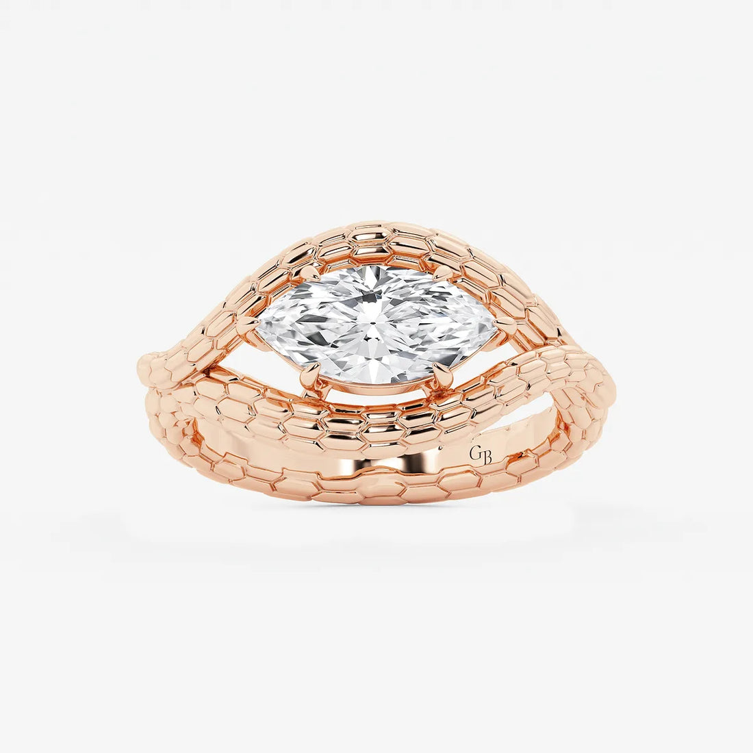 Aurexia Marquise Lab-Grown Diamond Textured Frame Ring