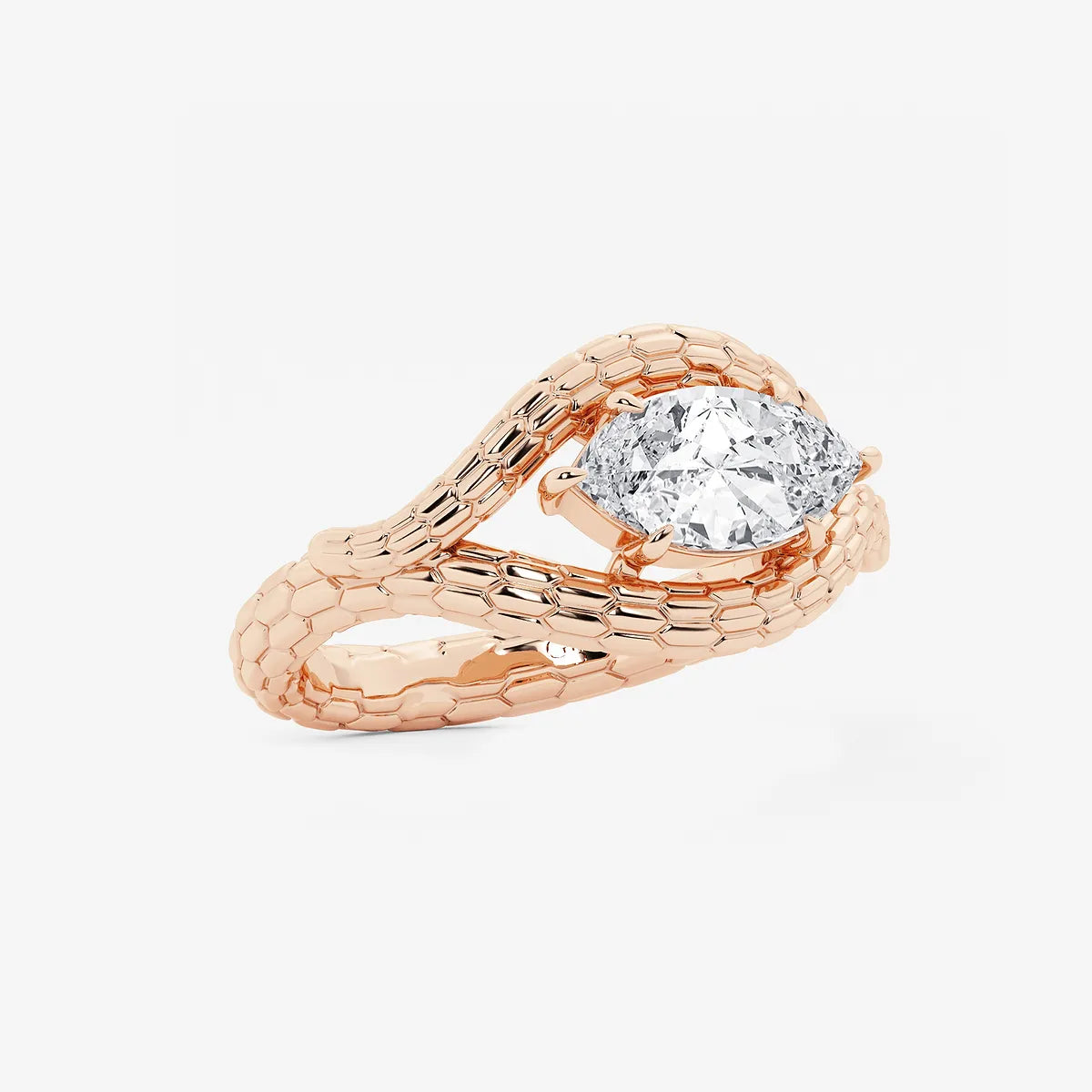 Aurexia Marquise Lab-Grown Diamond Textured Frame Ring