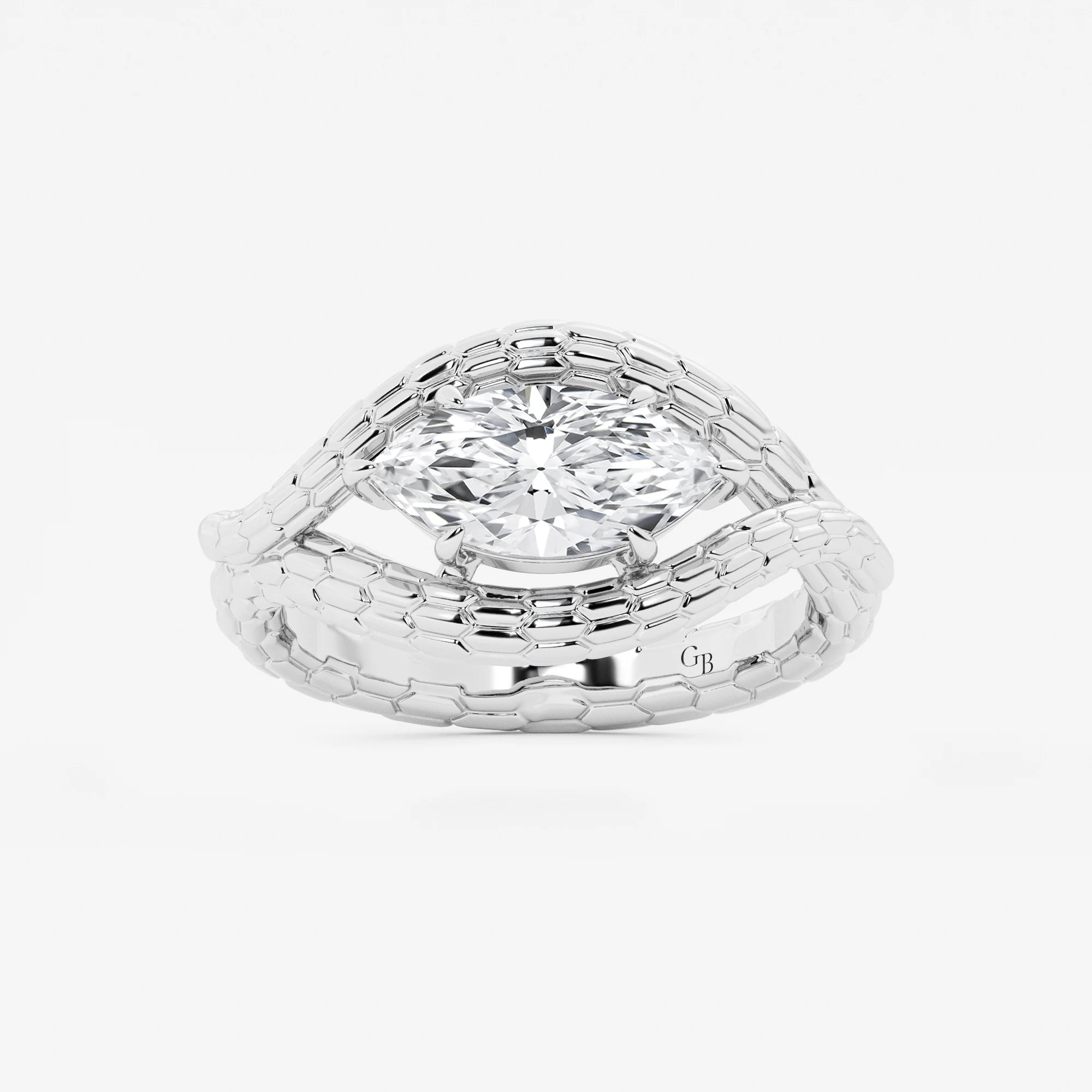 Aurexia Marquise Lab-Grown Diamond Textured Frame Ring