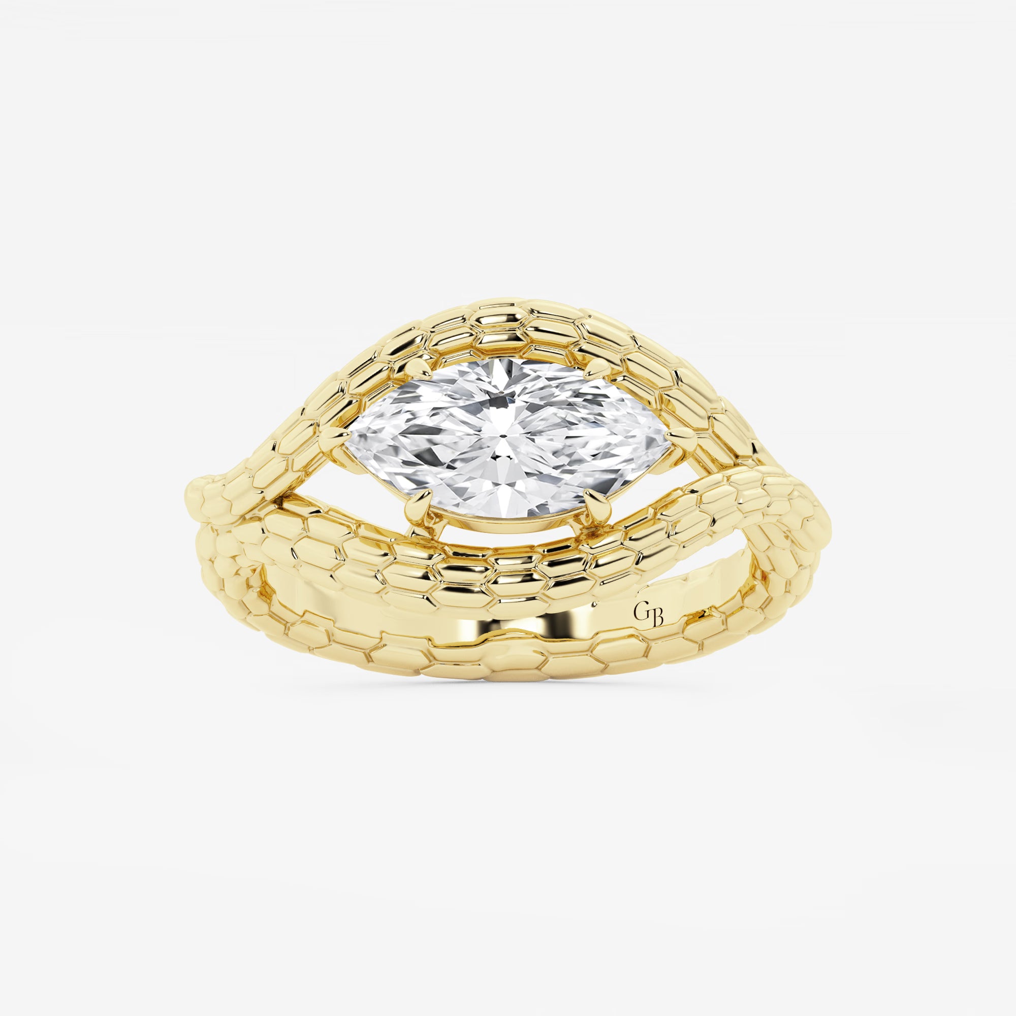 Aurexia Marquise Lab-Grown Diamond Textured Frame Ring
