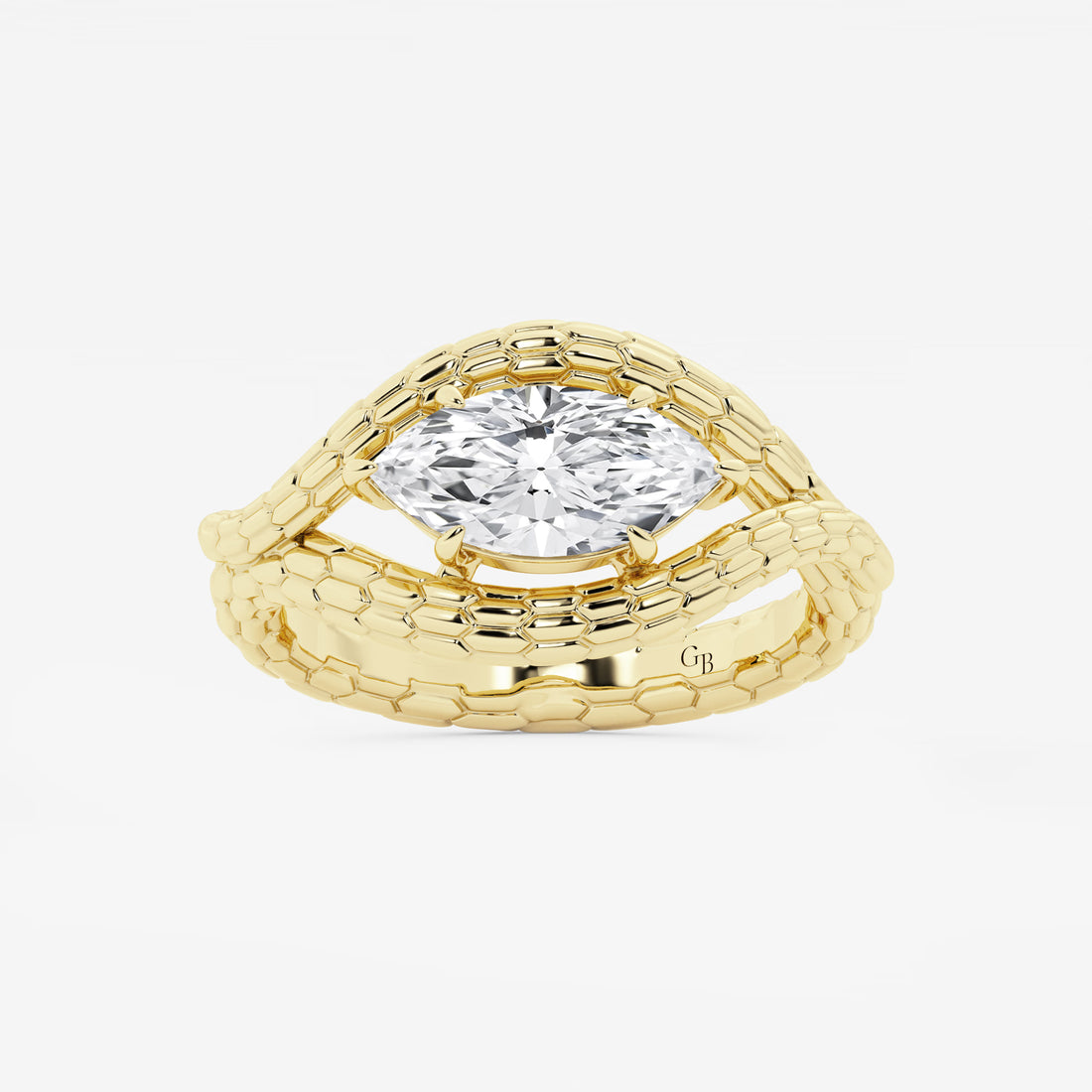 Aurexia Marquise Lab-Grown Diamond Textured Frame Ring