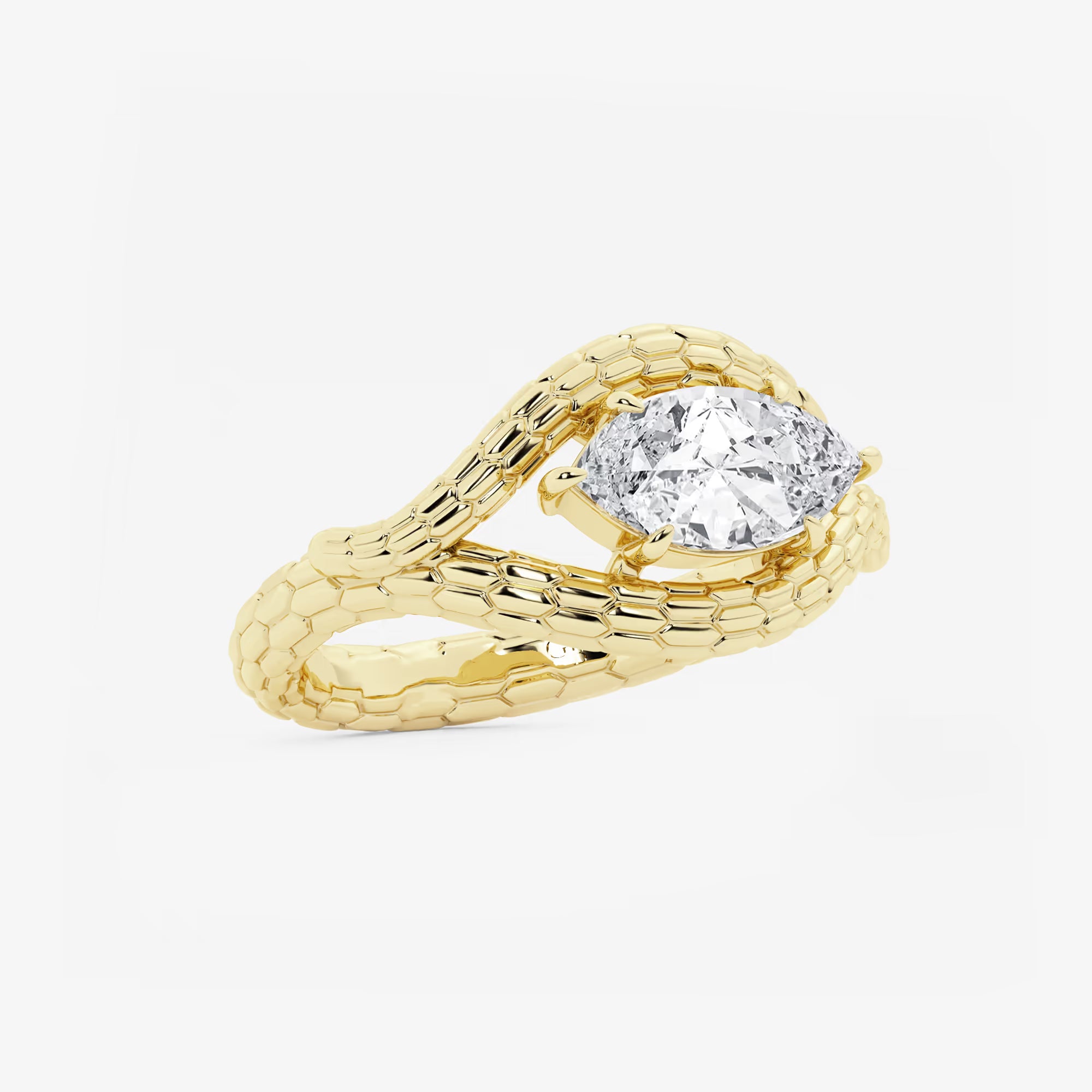 Aurexia Marquise Lab-Grown Diamond Textured Frame Ring