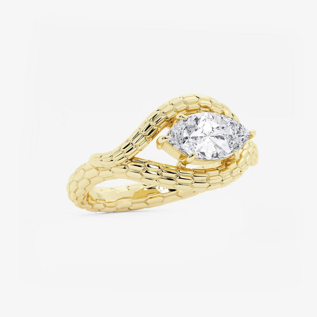 Aurexia Marquise Lab-Grown Diamond Textured Frame Ring