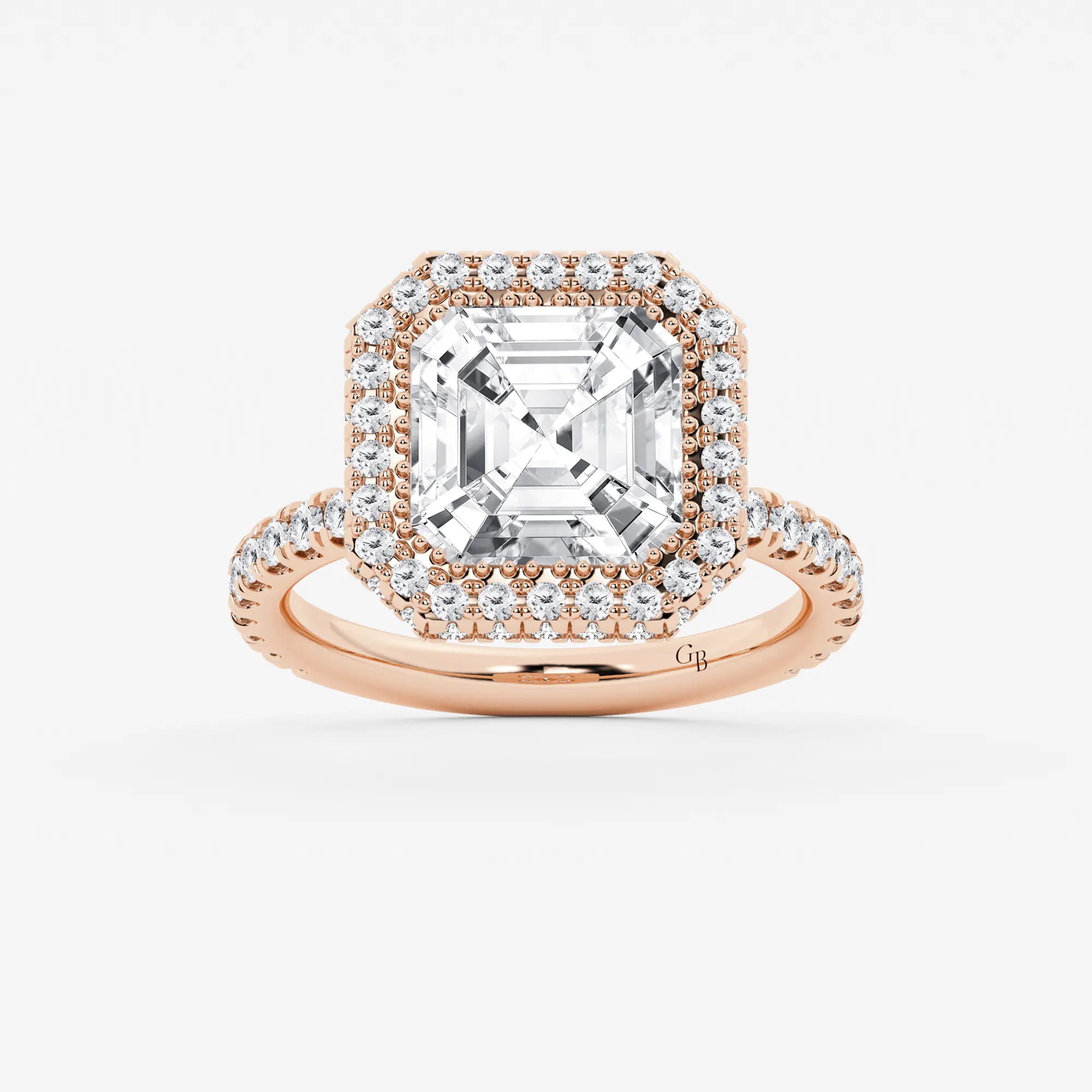 Asscher Lab Grown Diamond Micro Pavé Halo Engagement Ring