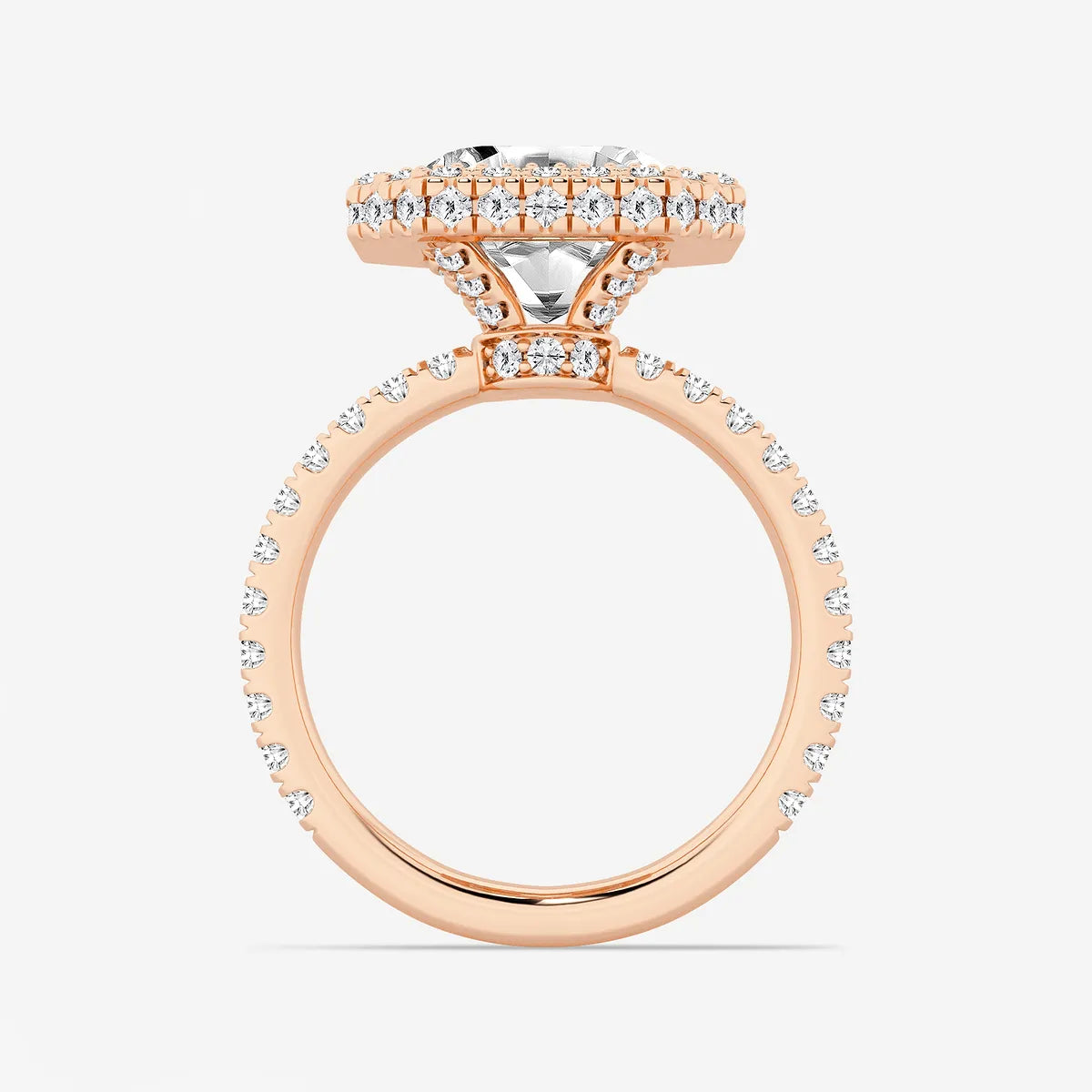Asscher Lab Grown Diamond Micro Pavé Halo Engagement Ring