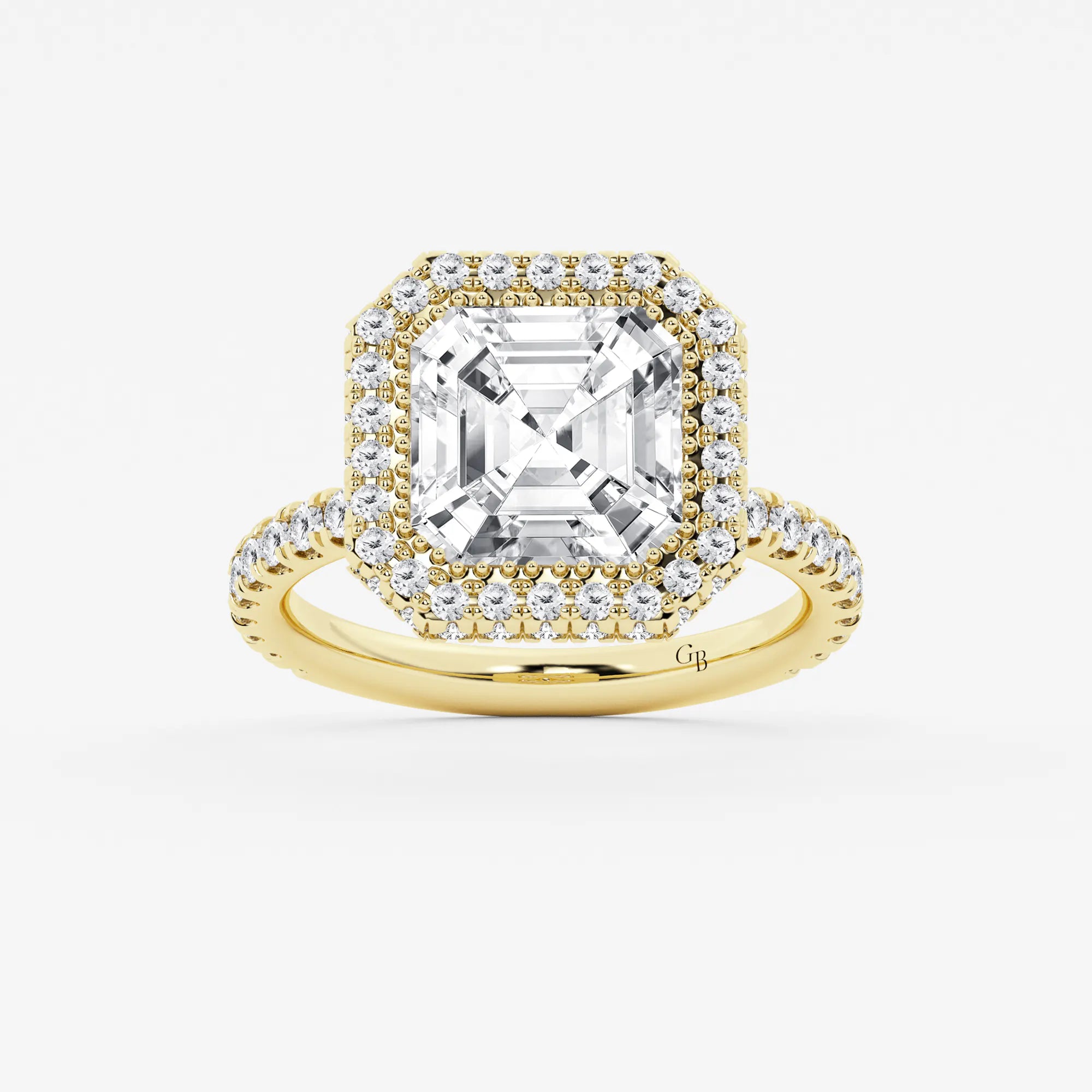 Asscher Lab Grown Diamond Micro Pavé Halo Engagement Ring