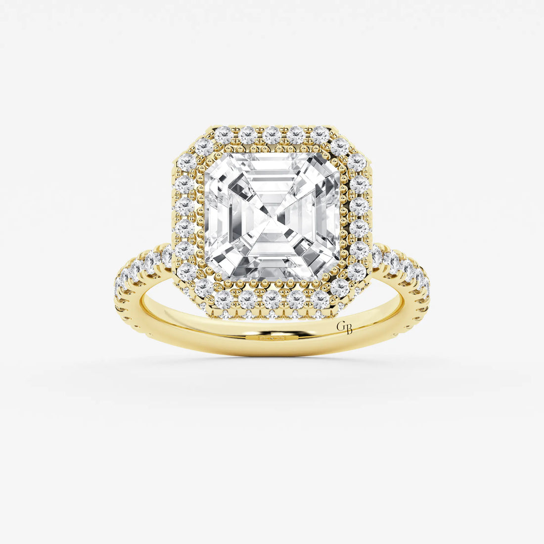 Asscher Lab Grown Diamond Micro Pavé Halo Engagement Ring