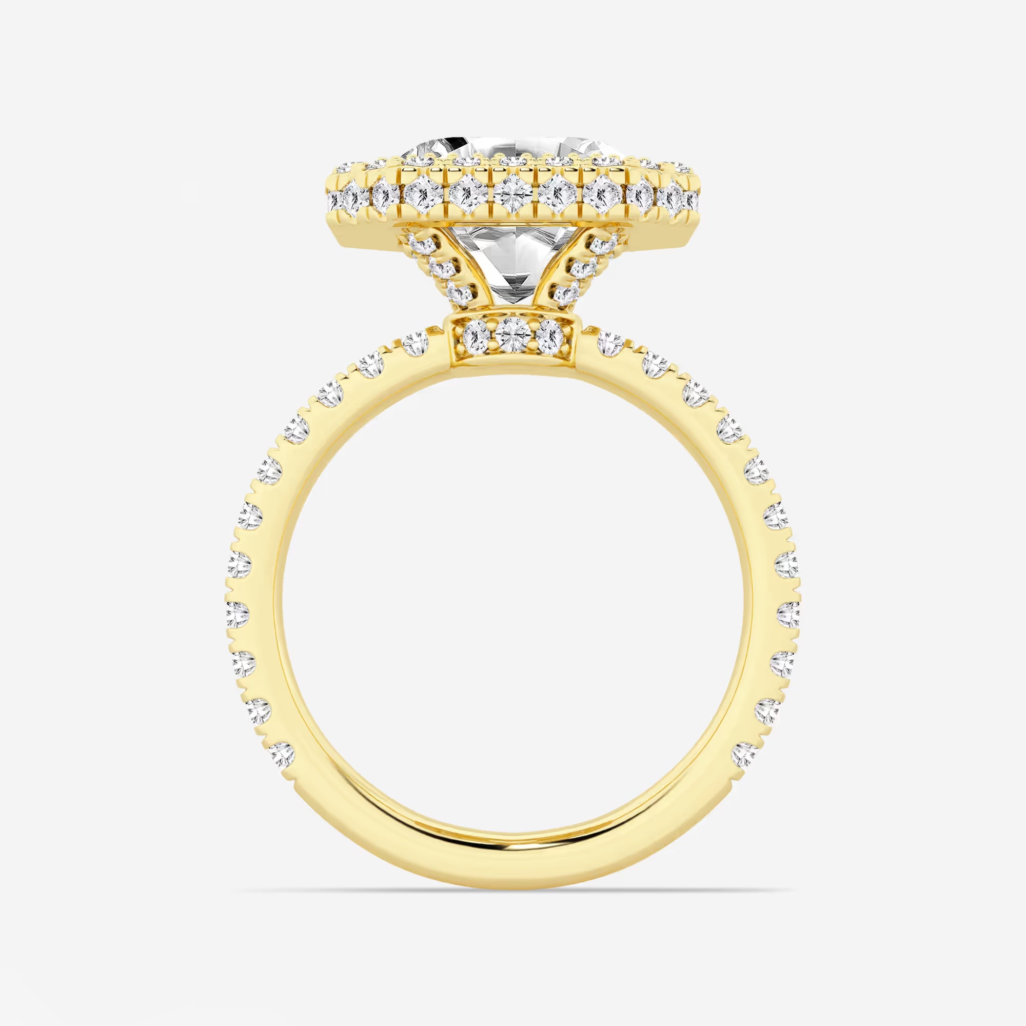 Asscher Lab Grown Diamond Micro Pavé Halo Engagement Ring