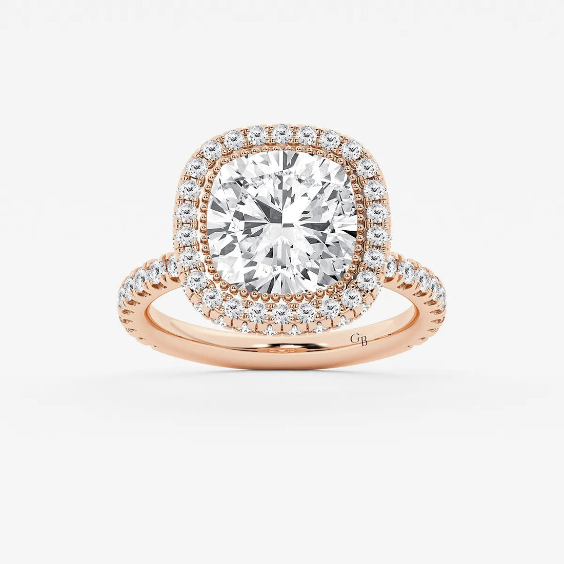 Roselle Cushion Lab-Grown Diamond Micro Pavé Halo Engagement Ring