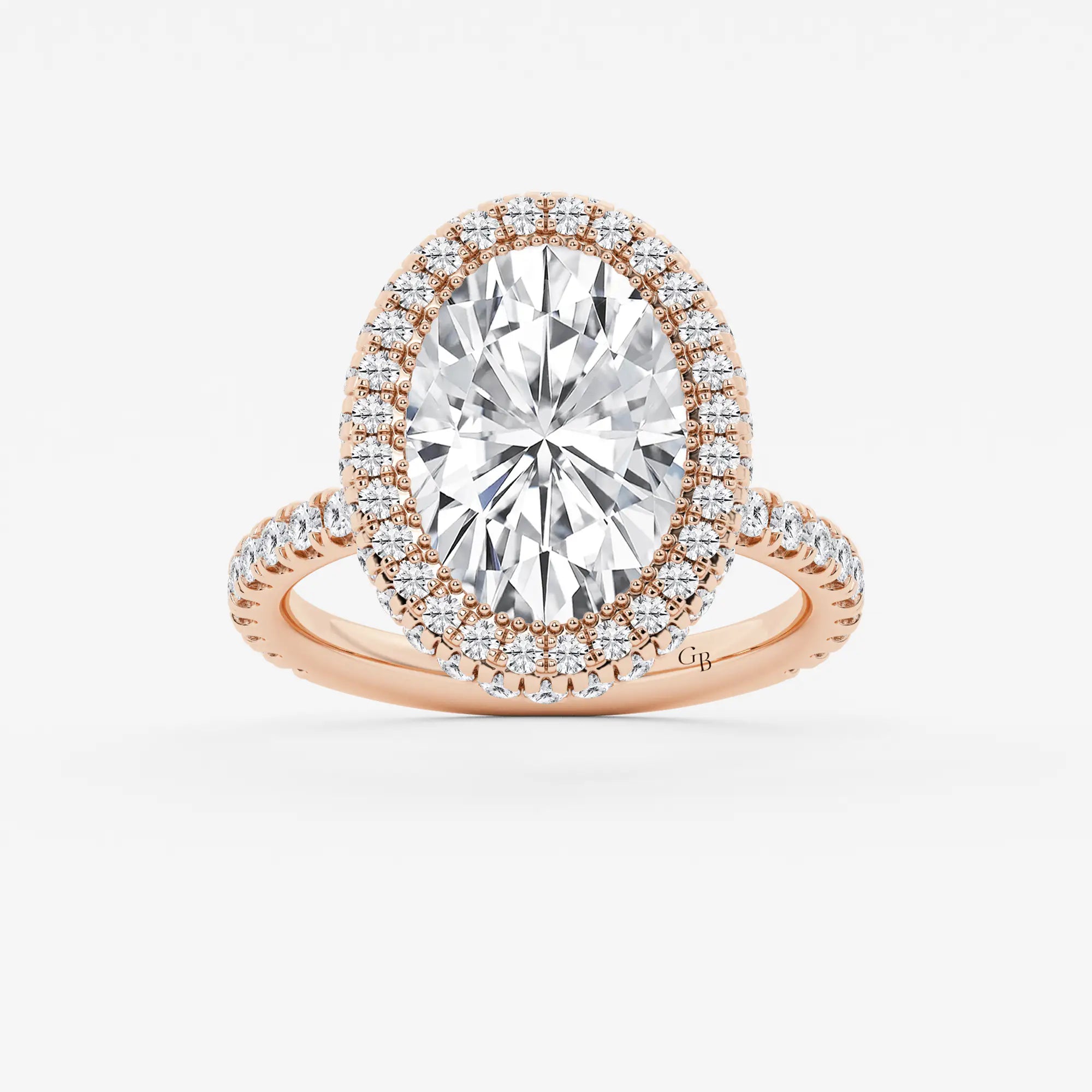 Romantic Oval Cut Lab-Grown Diamond Halo Engagement Ring with Micro Pavé Accents