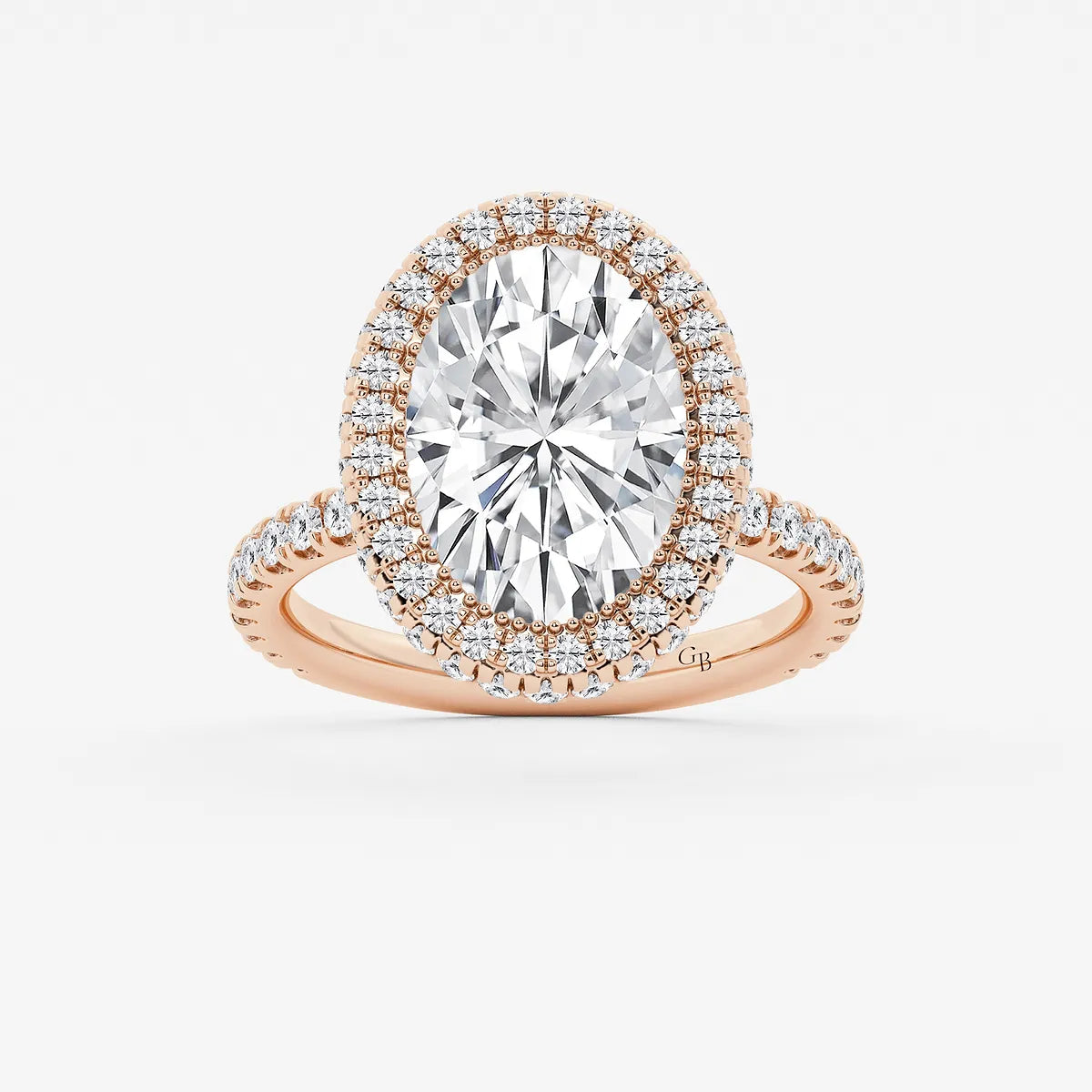 Romantic Oval Cut Lab-Grown Diamond Halo Engagement Ring with Micro Pavé Accents