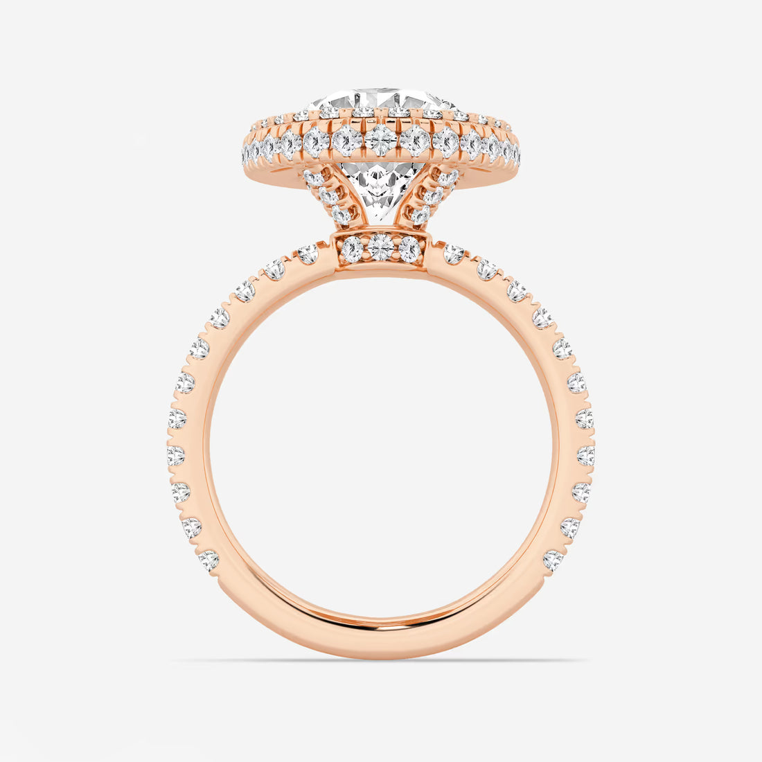 Romantic Oval Cut Lab-Grown Diamond Halo Engagement Ring with Micro Pavé Accents