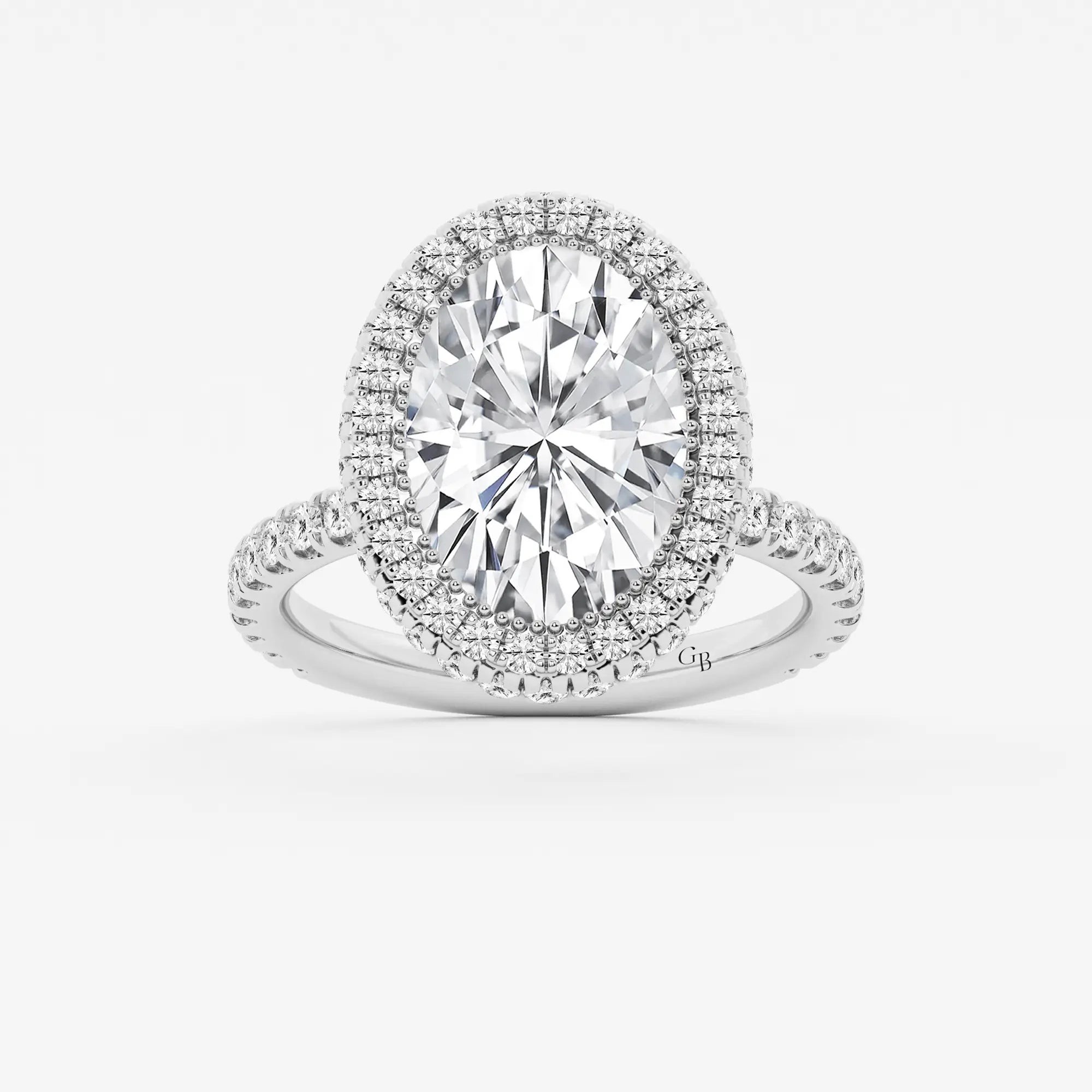 Romantic Oval Cut Lab-Grown Diamond Halo Engagement Ring with Micro Pavé Accents