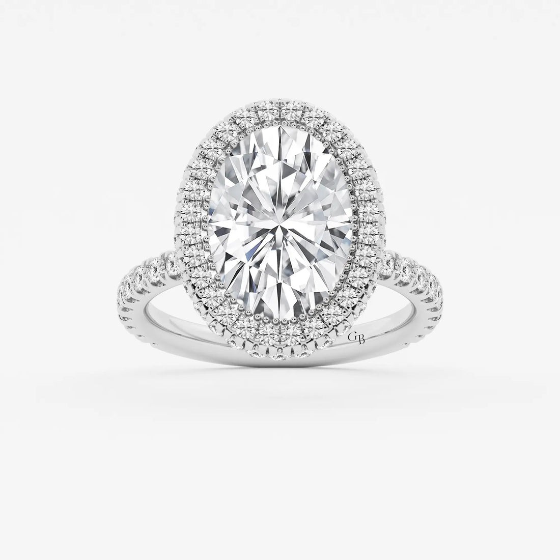 Romantic Oval Cut Lab-Grown Diamond Halo Engagement Ring with Micro Pavé Accents
