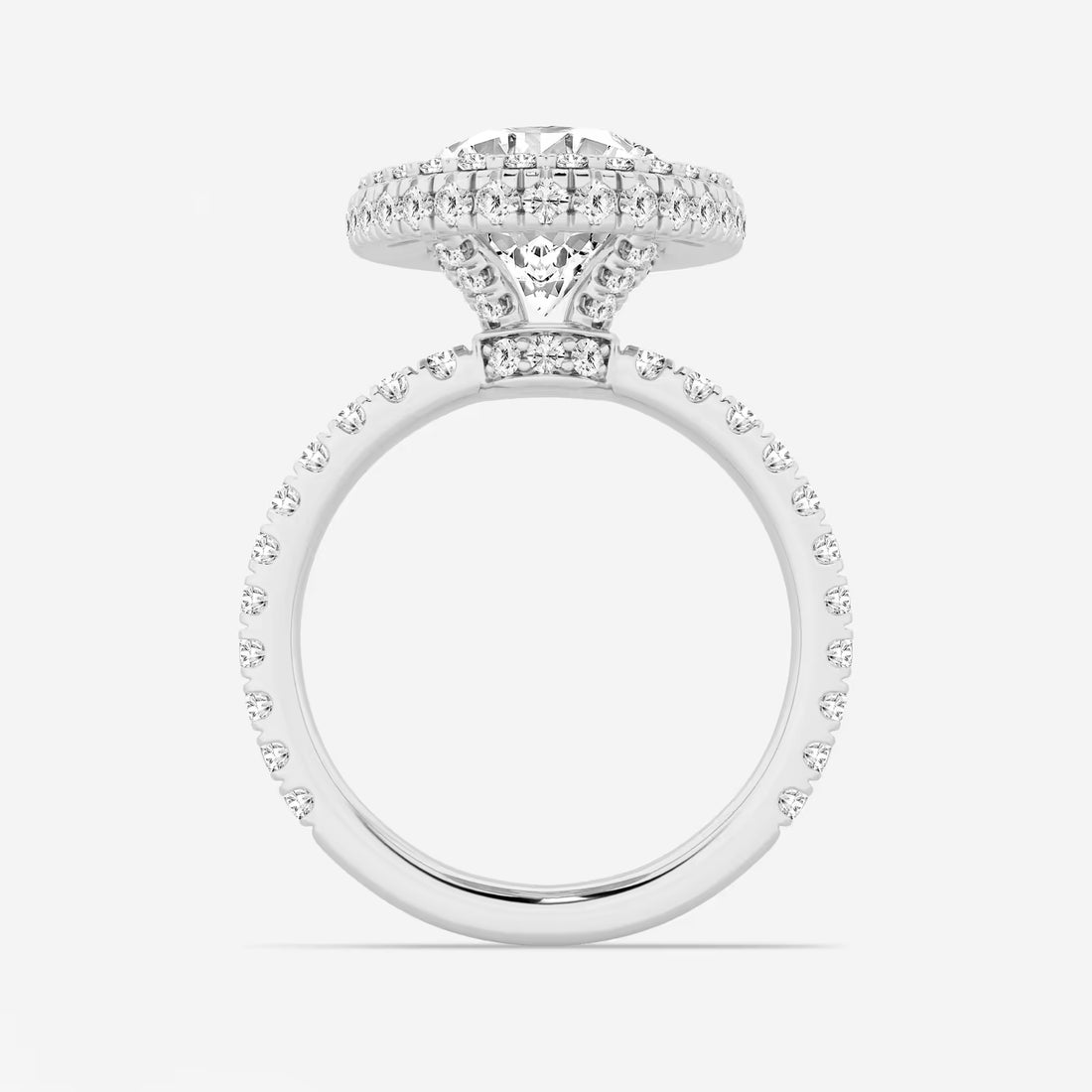 Romantic Oval Cut Lab-Grown Diamond Halo Engagement Ring with Micro Pavé Accents