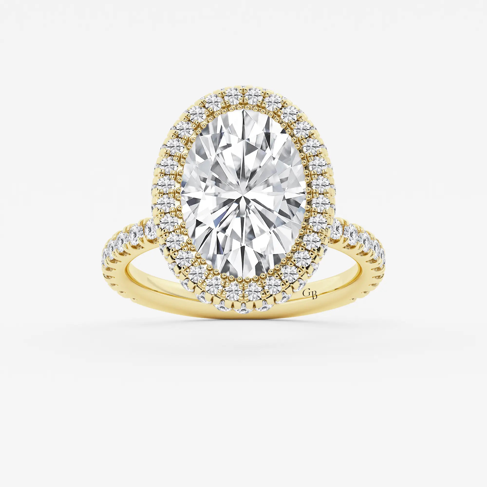 Romantic Oval Cut Lab-Grown Diamond Halo Engagement Ring with Micro Pavé Accents