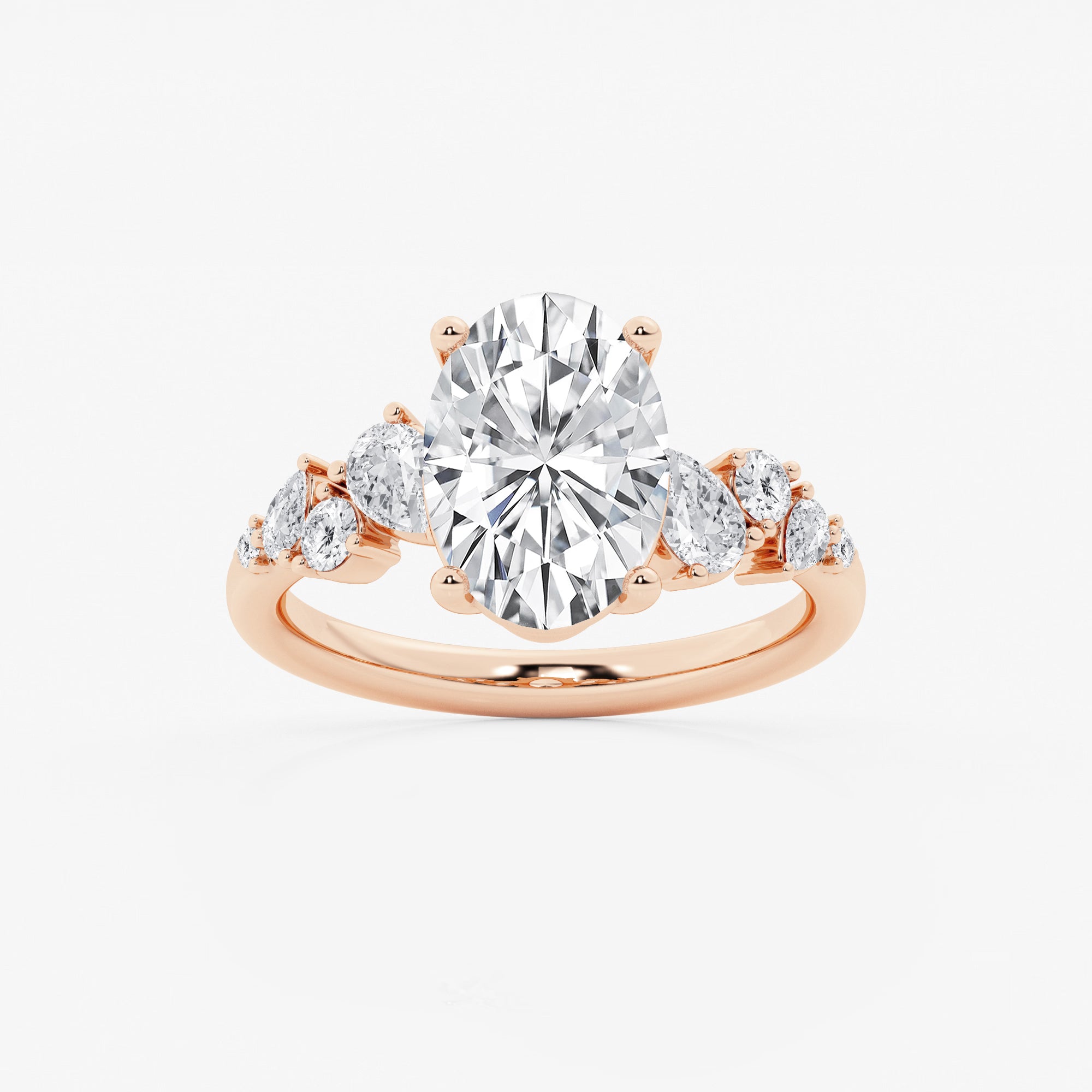 Serenelle Oval Lab Grown Diamond Pear & Round Side Stone Engagement Ring
