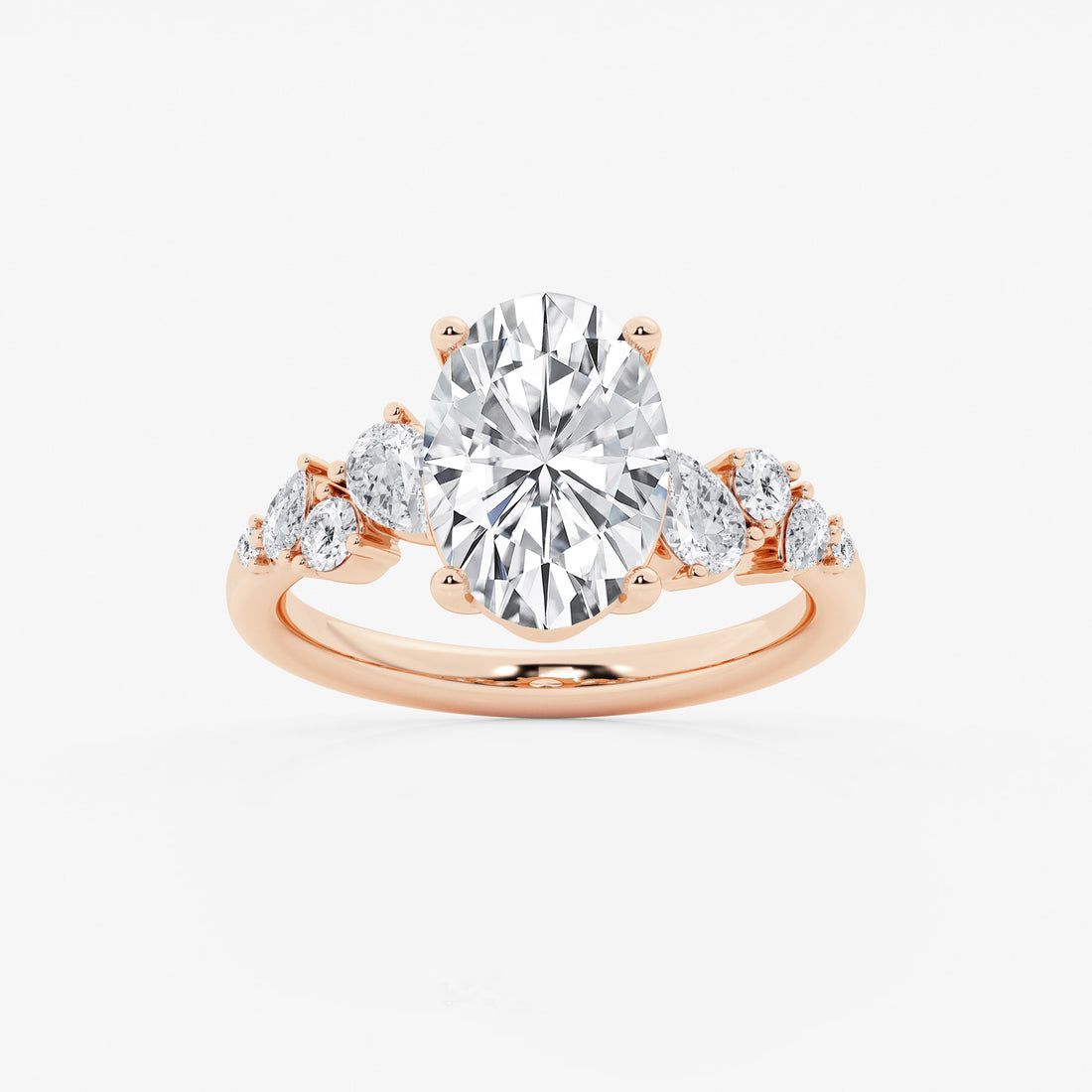 Serenelle Oval Lab Grown Diamond Pear & Round Side Stone Engagement Ring