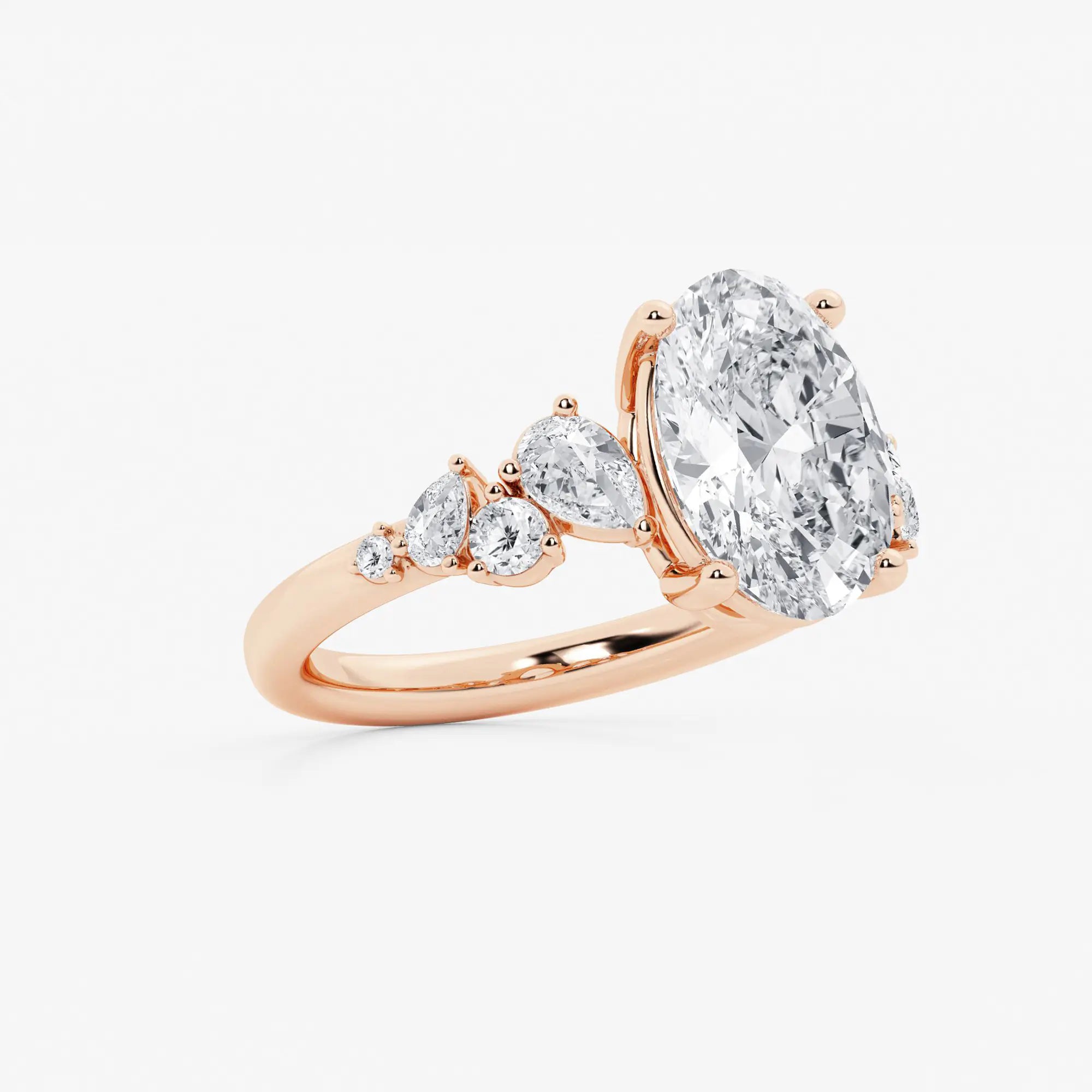 Serenelle Oval Lab Grown Diamond Pear & Round Side Stone Engagement Ring