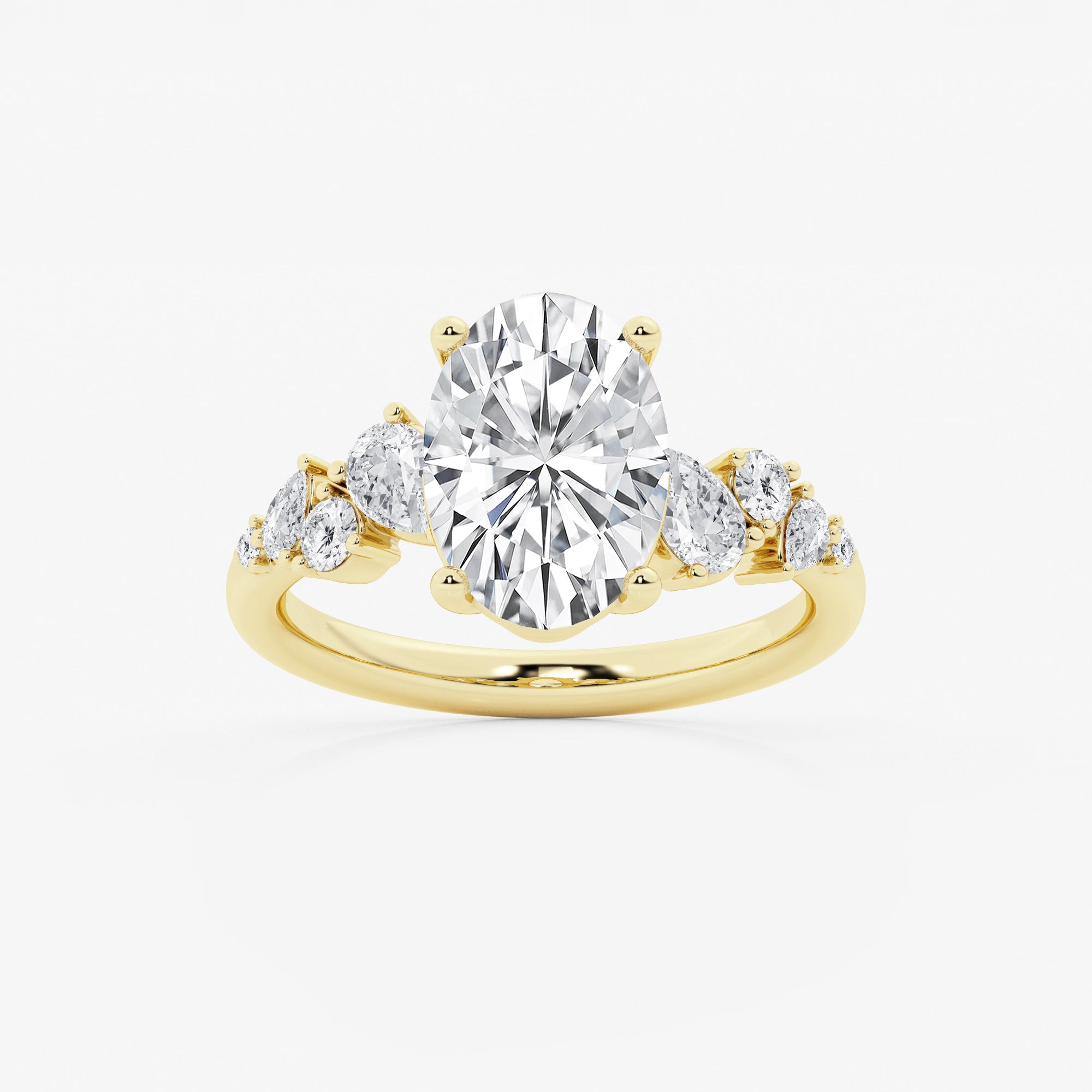 Serenelle Oval Lab Grown Diamond Pear & Round Side Stone Engagement Ring