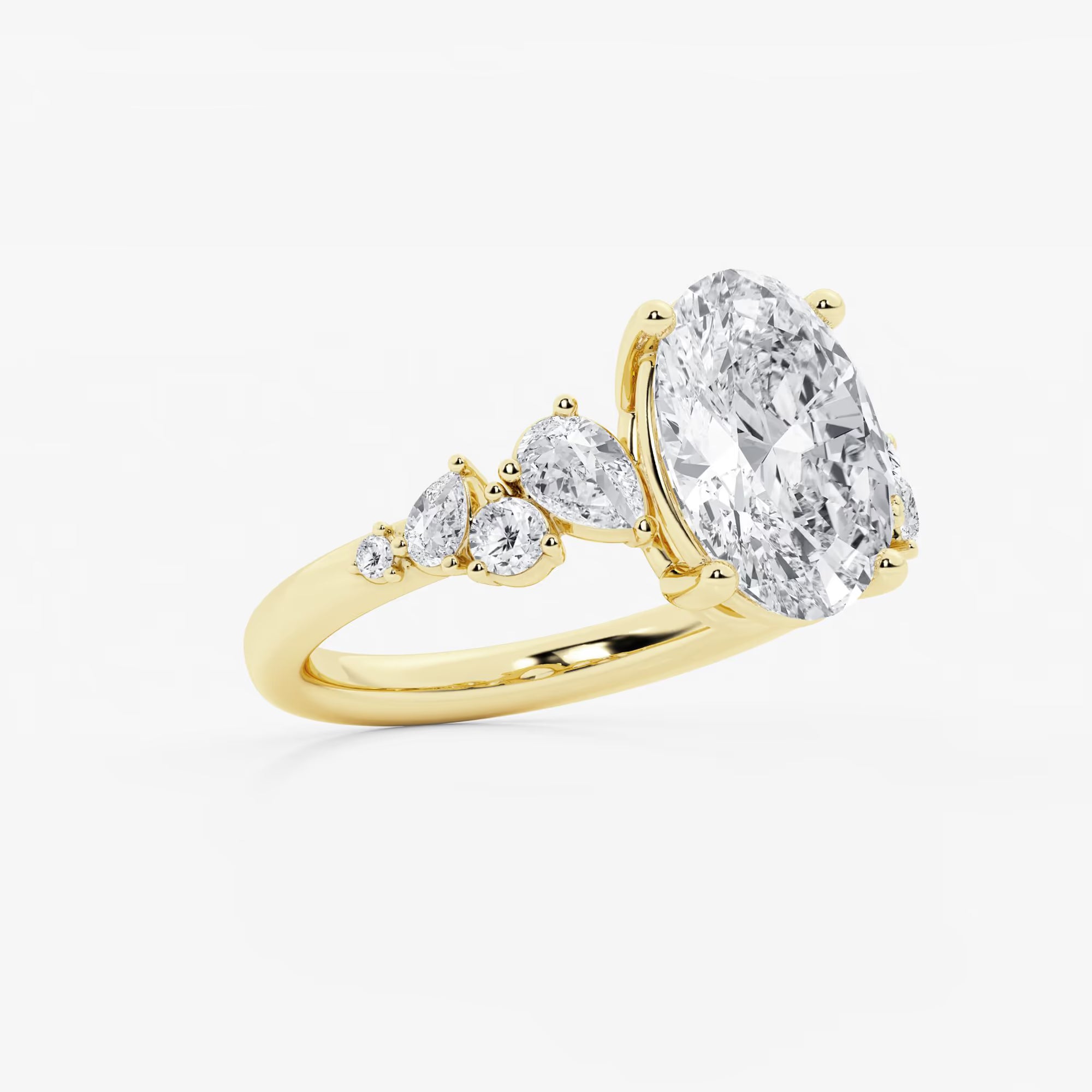 Serenelle Oval Lab Grown Diamond Pear & Round Side Stone Engagement Ring