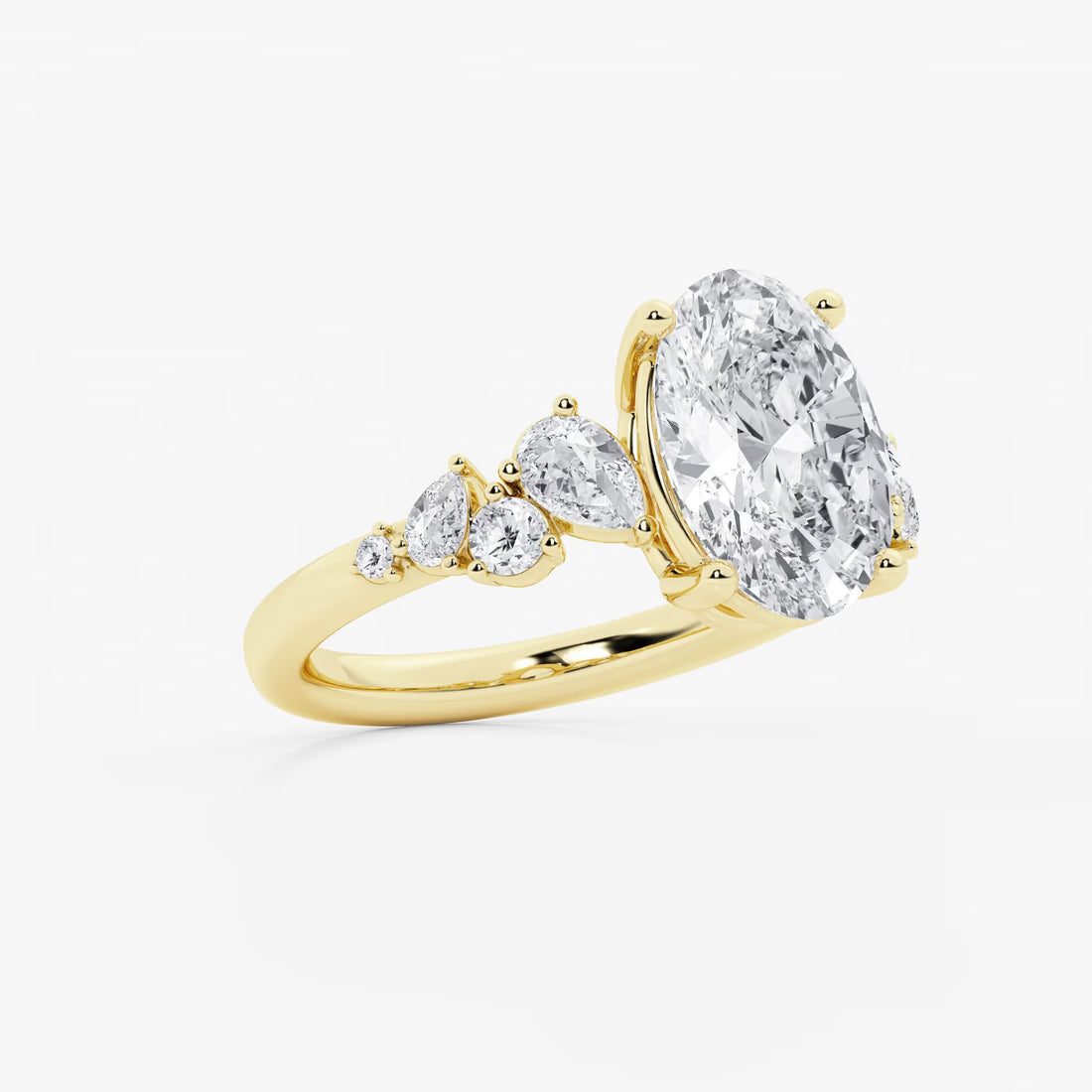Serenelle Oval Lab Grown Diamond Pear & Round Side Stone Engagement Ring