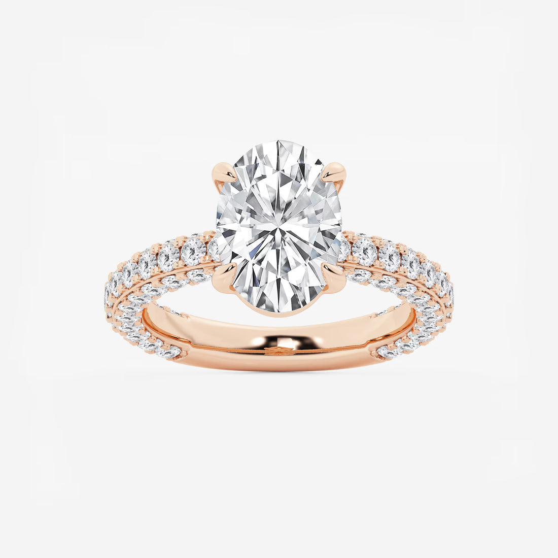 Oval Lab Grown Diamond Profile Side Stone Engagement Ring