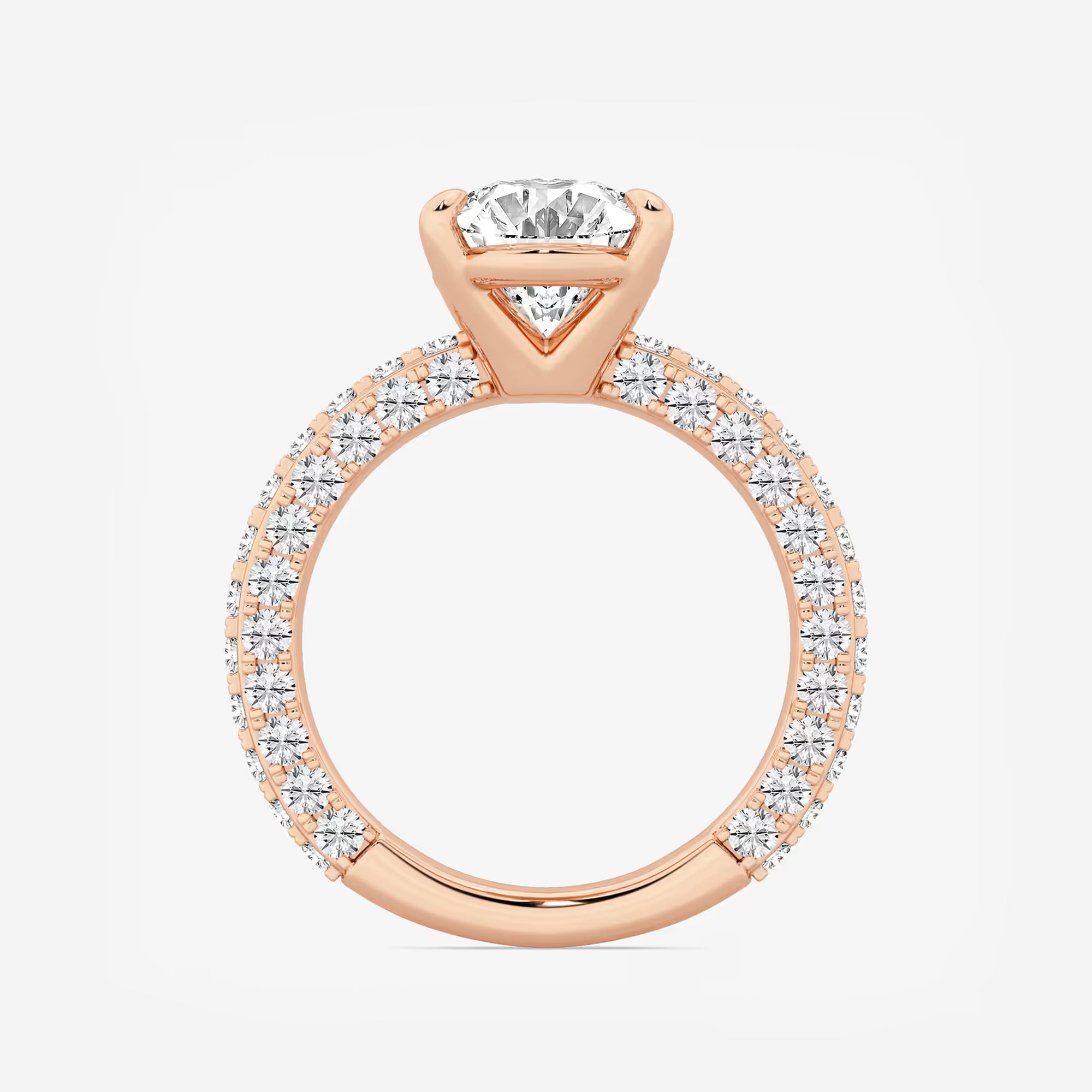 Oval Lab Grown Diamond Profile Side Stone Engagement Ring