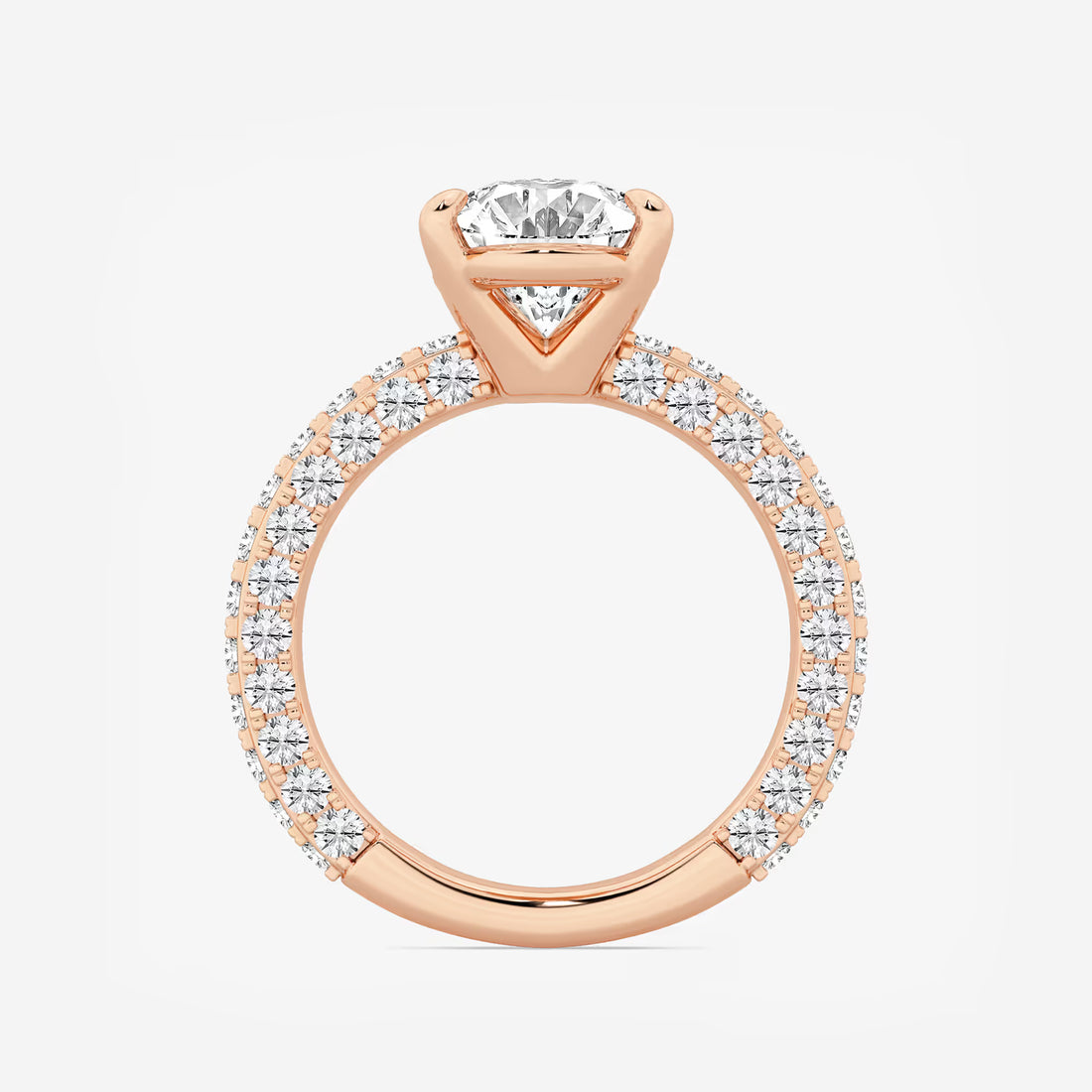 Oval Lab Grown Diamond Profile Side Stone Engagement Ring