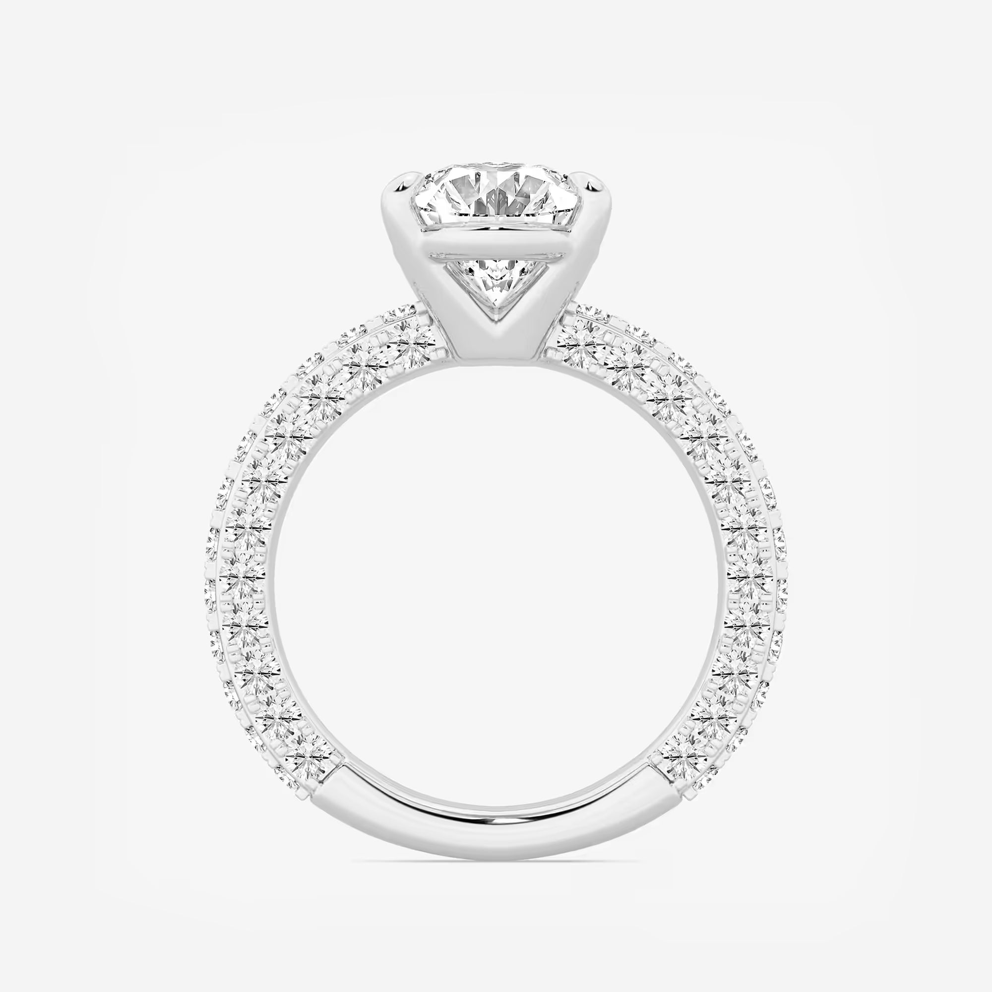 Oval Lab Grown Diamond Profile Side Stone Engagement Ring