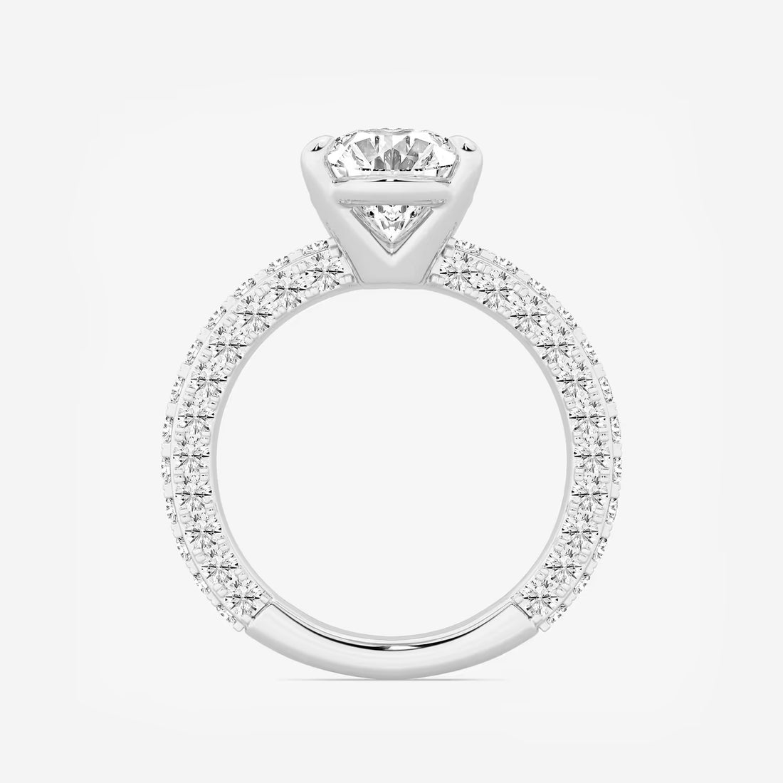 Oval Lab Grown Diamond Profile Side Stone Engagement Ring