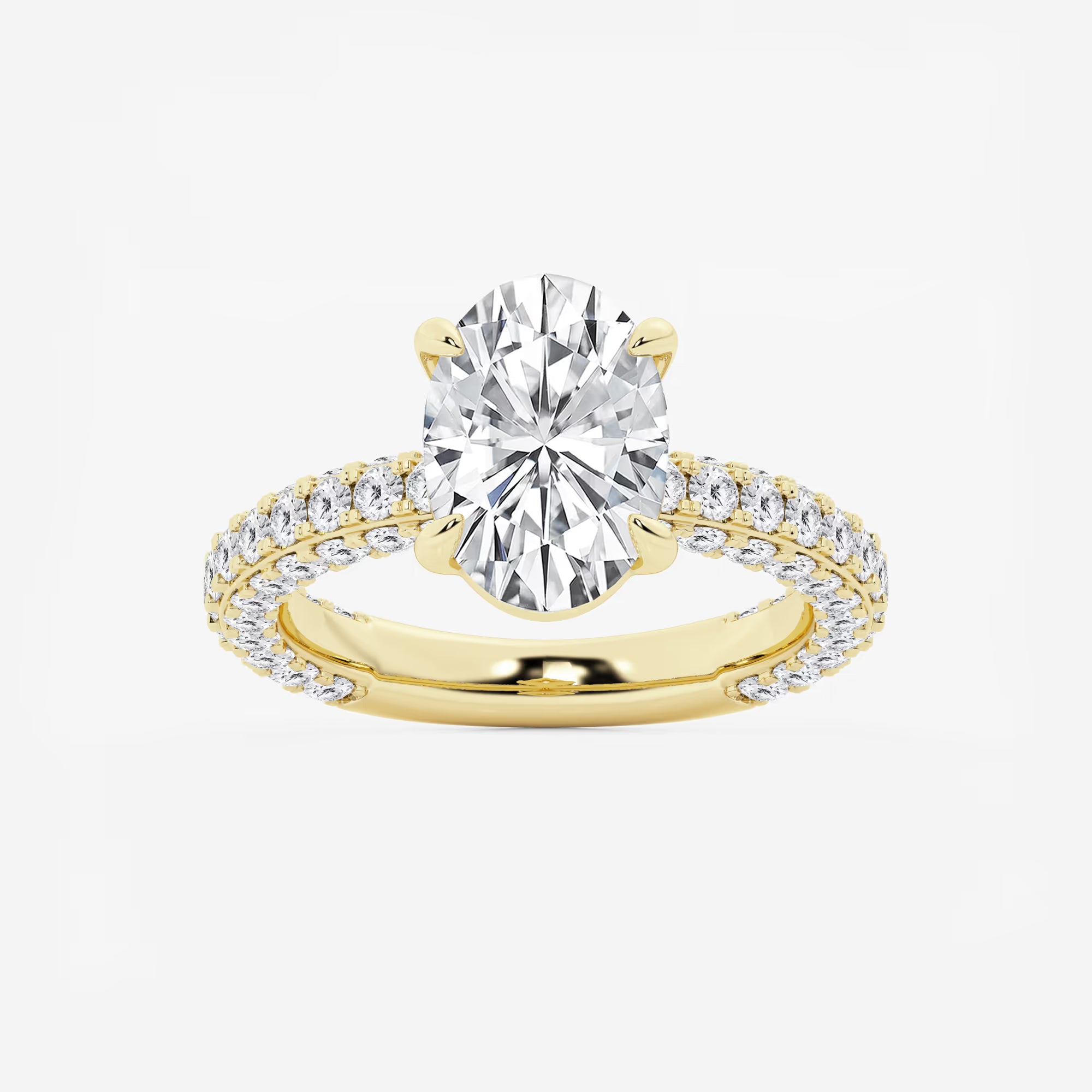 Oval Lab Grown Diamond Profile Side Stone Engagement Ring