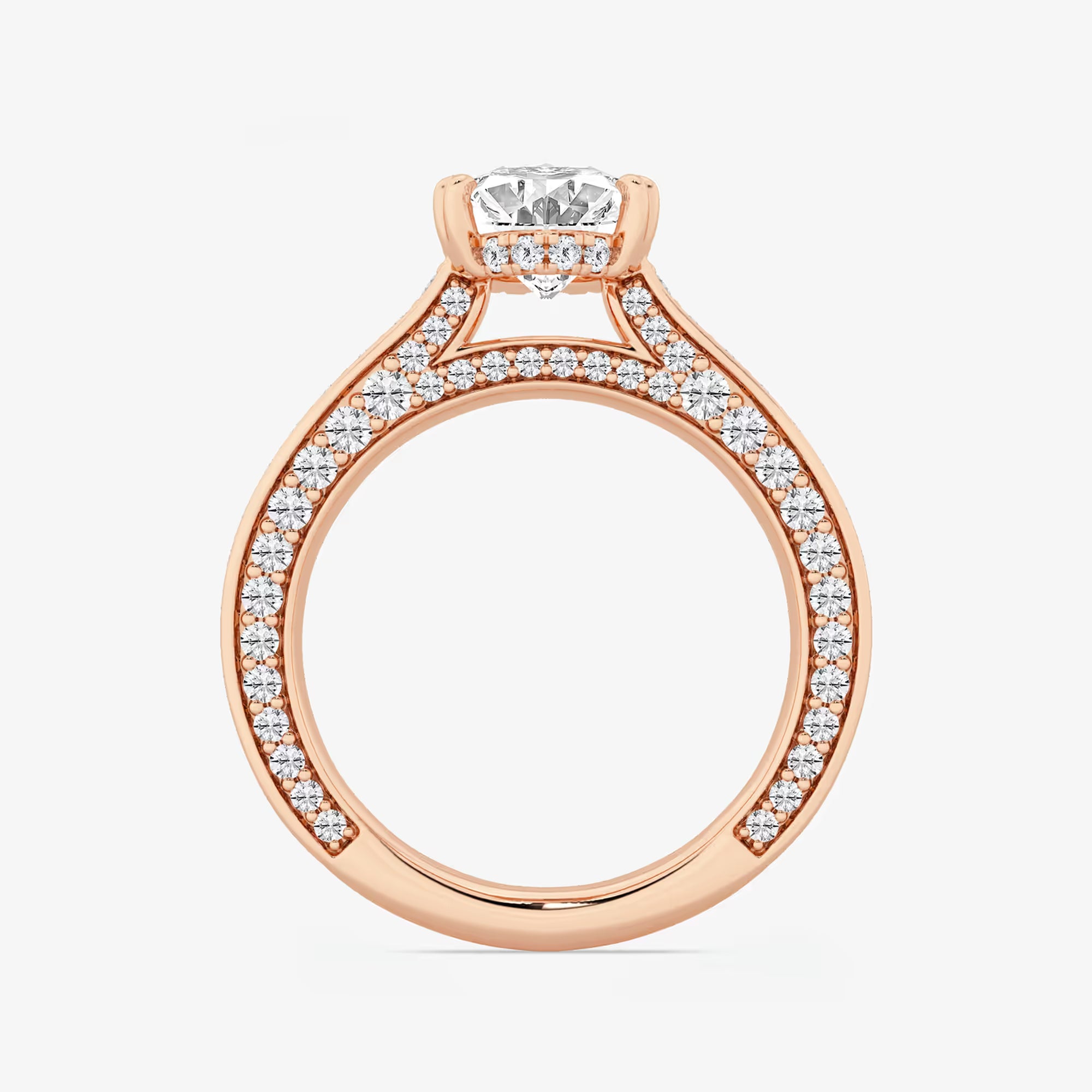 Lunara Oval Cut Lab-Grown Diamond Engagement Ring with Elegant Pavé Side Accents