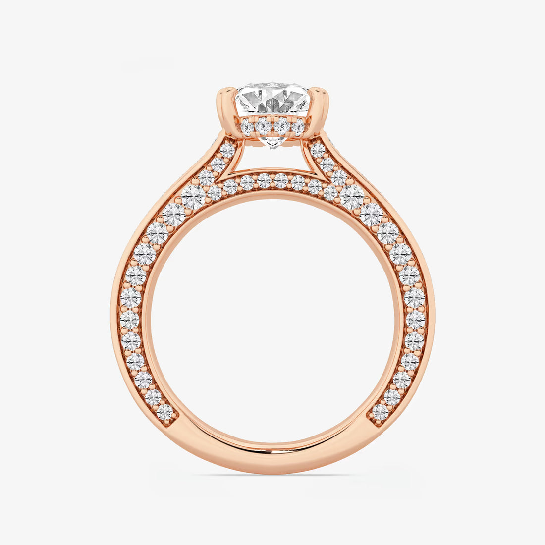 Lunara Oval Cut Lab-Grown Diamond Engagement Ring with Elegant Pavé Side Accents