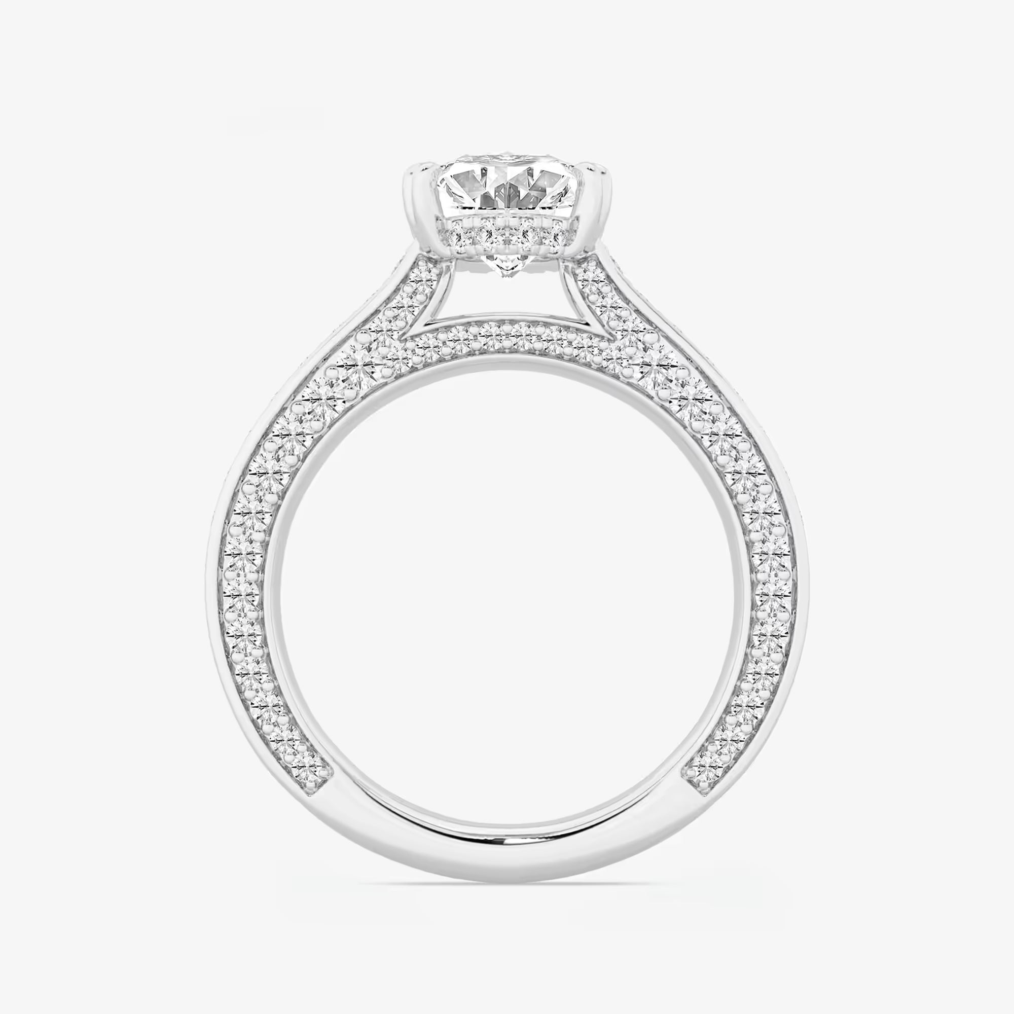 Lunara Oval Cut Lab-Grown Diamond Engagement Ring with Elegant Pavé Side Accents