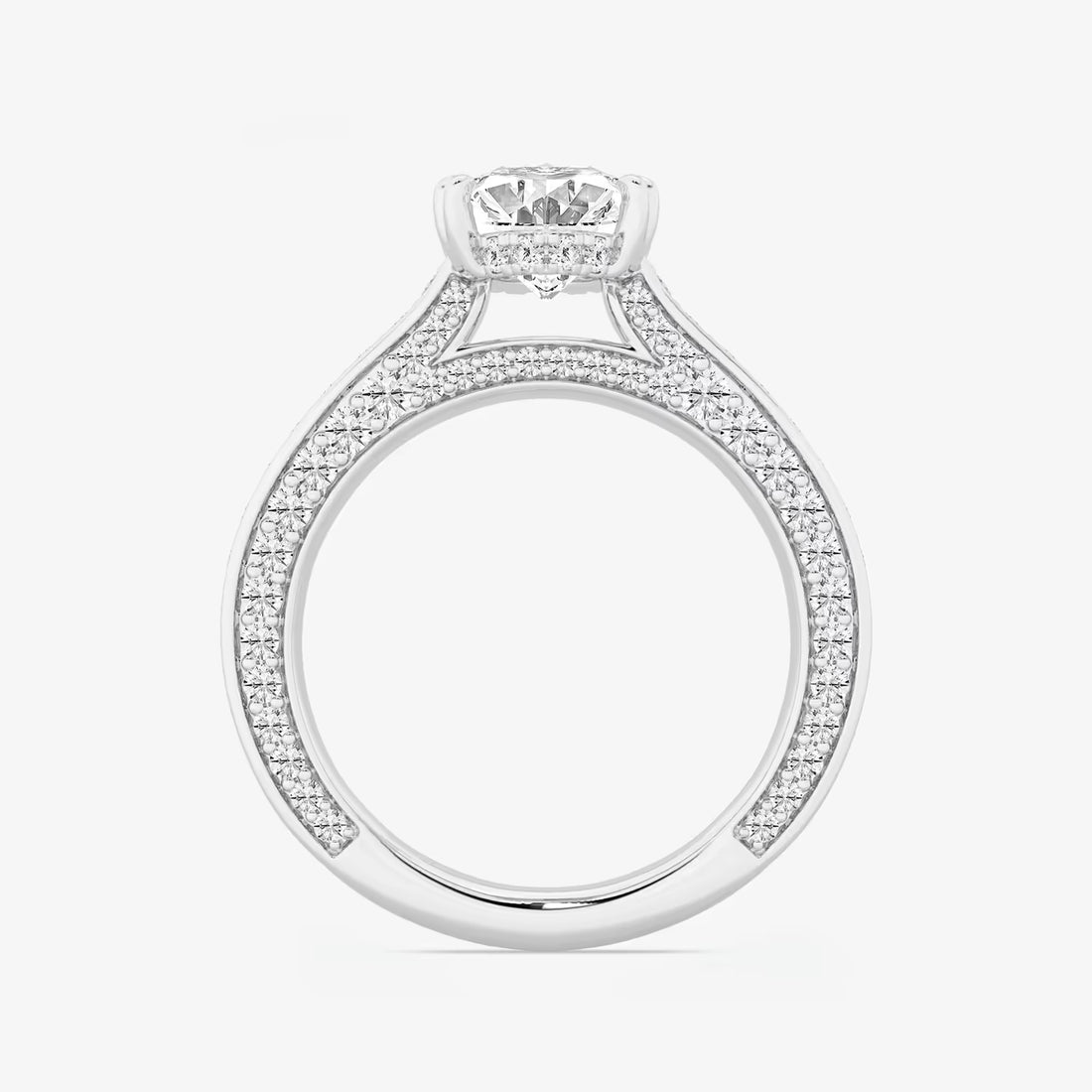 Lunara Oval Cut Lab-Grown Diamond Engagement Ring with Elegant Pavé Side Accents