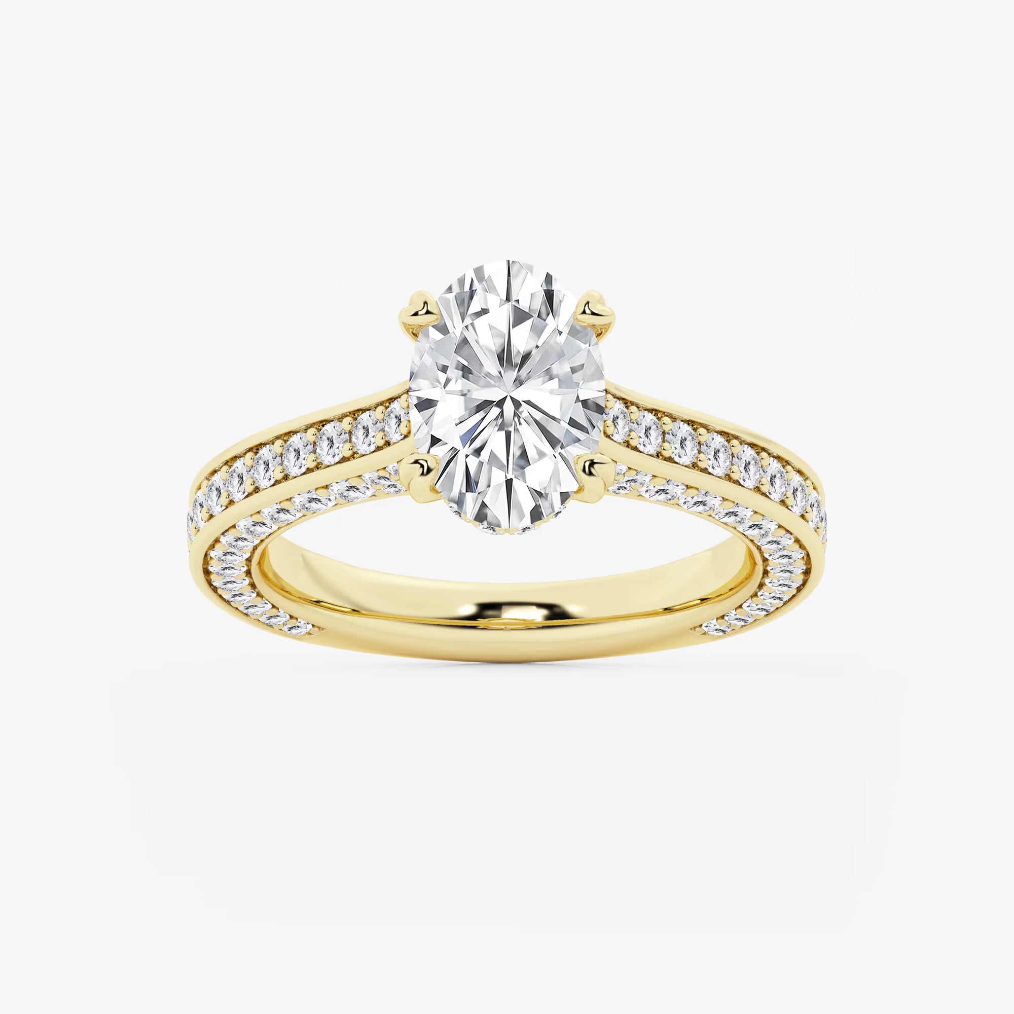 Lunara Oval Cut Lab-Grown Diamond Engagement Ring with Elegant Pavé Side Accents