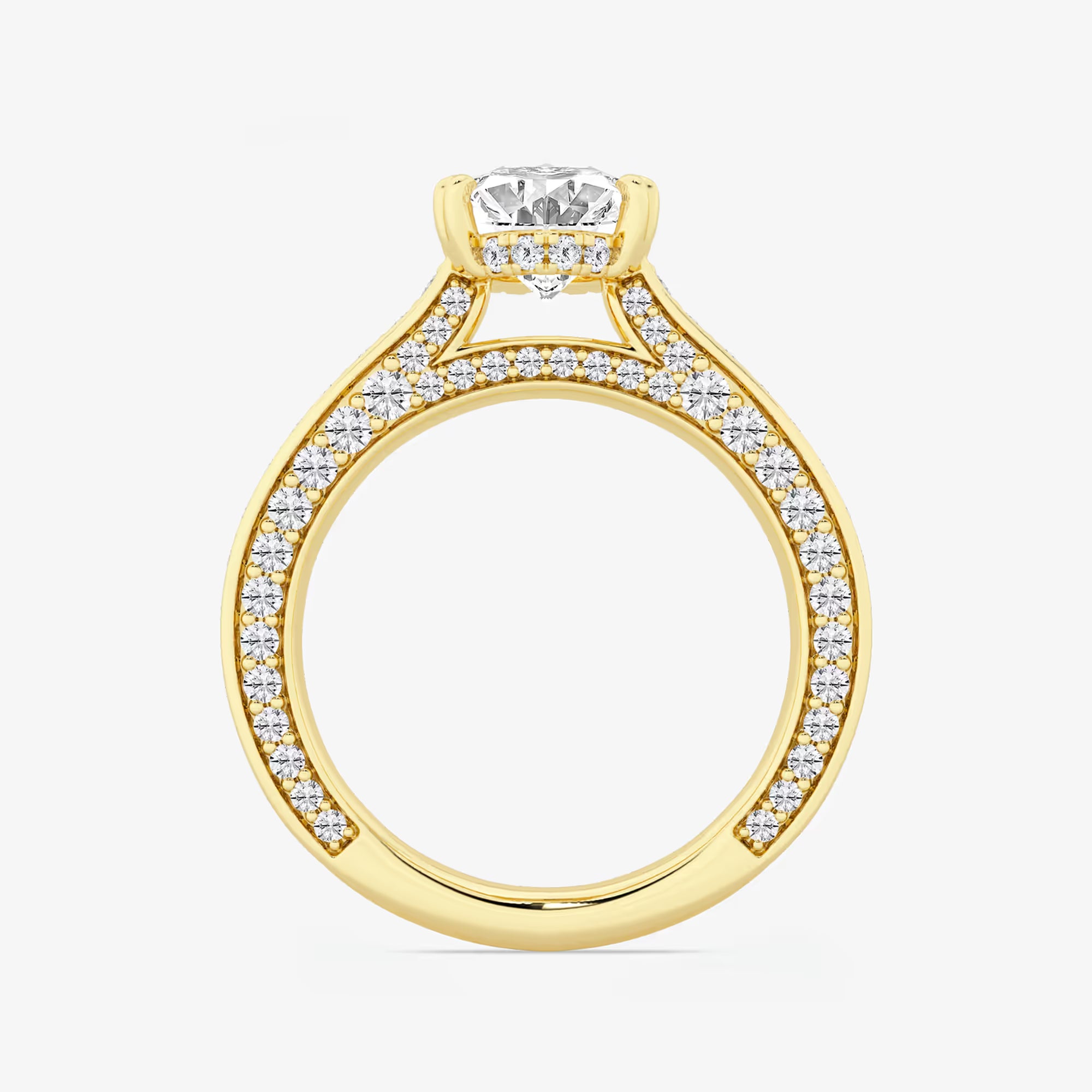 Lunara Oval Cut Lab-Grown Diamond Engagement Ring with Elegant Pavé Side Accents