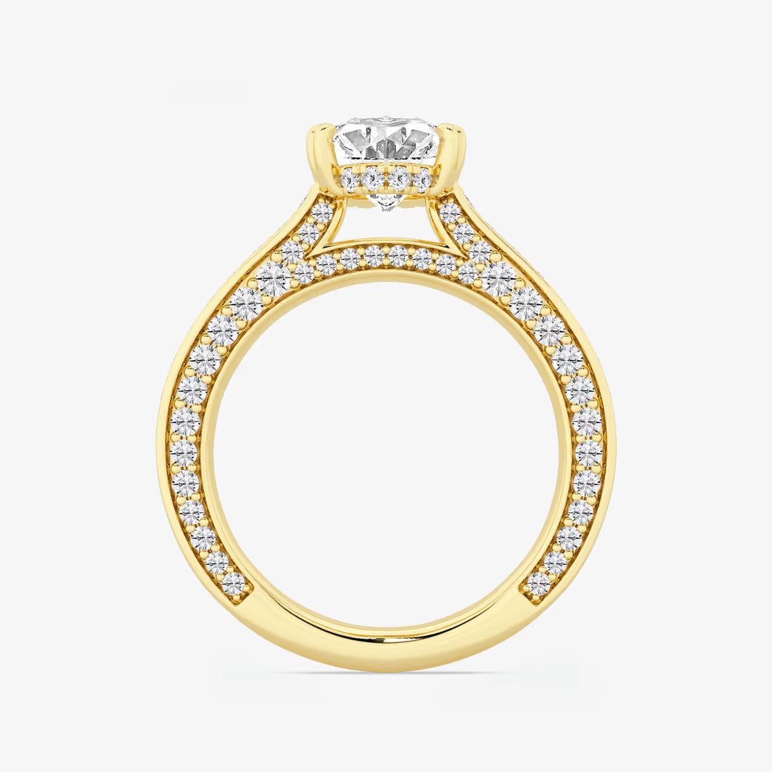 Lunara Oval Cut Lab-Grown Diamond Engagement Ring with Elegant Pavé Side Accents
