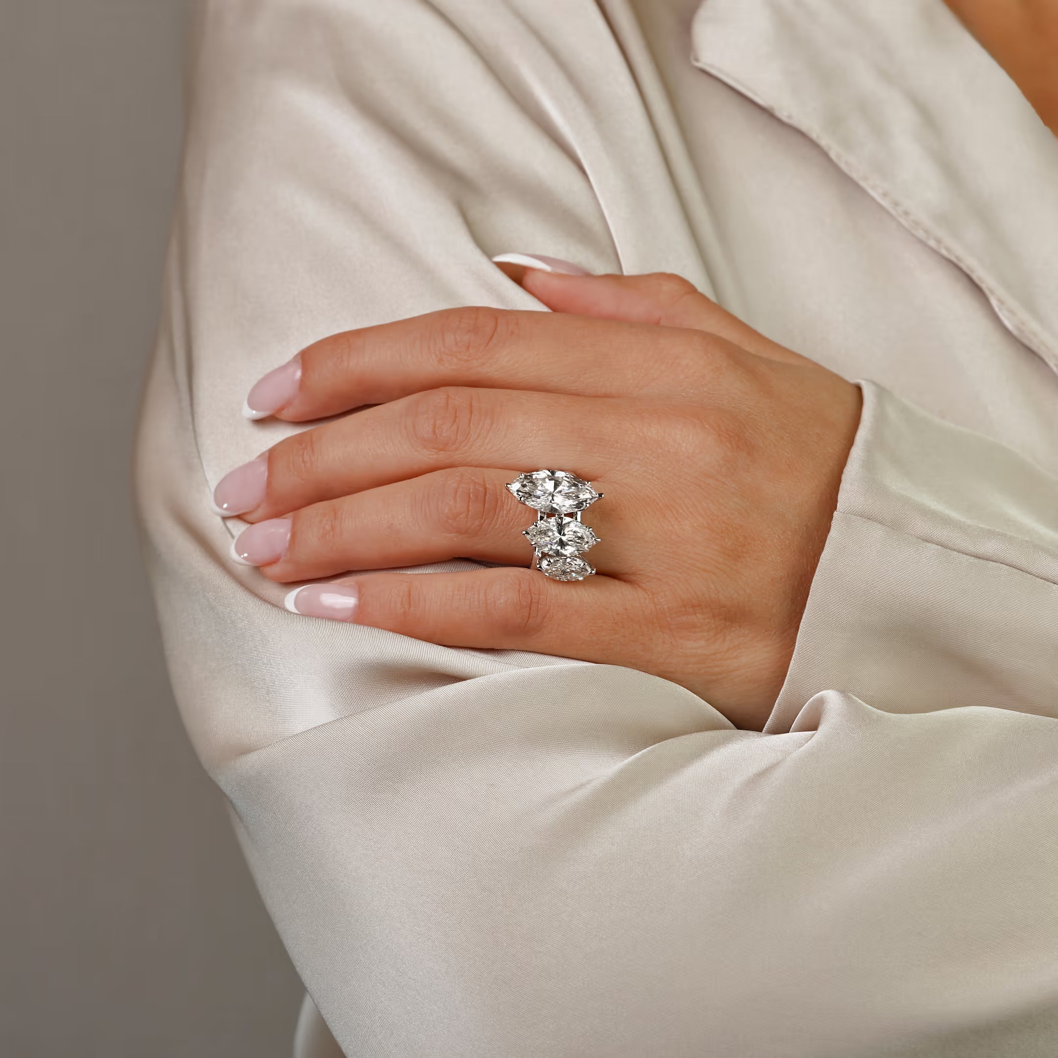 Gradiora Marquise Lab-Grown Diamond Three-Stone Ring