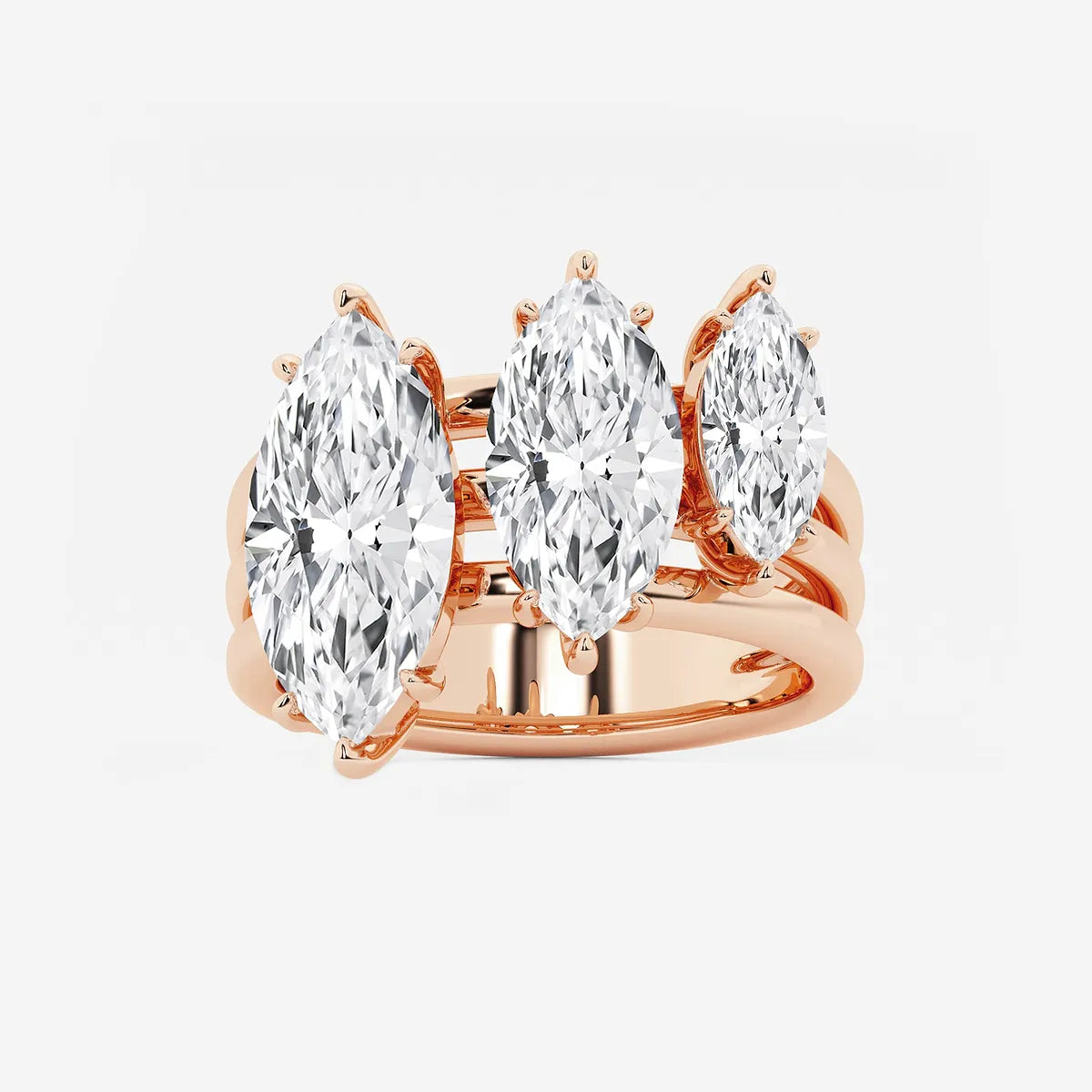 Gradiora Marquise Lab-Grown Diamond Three-Stone Ring