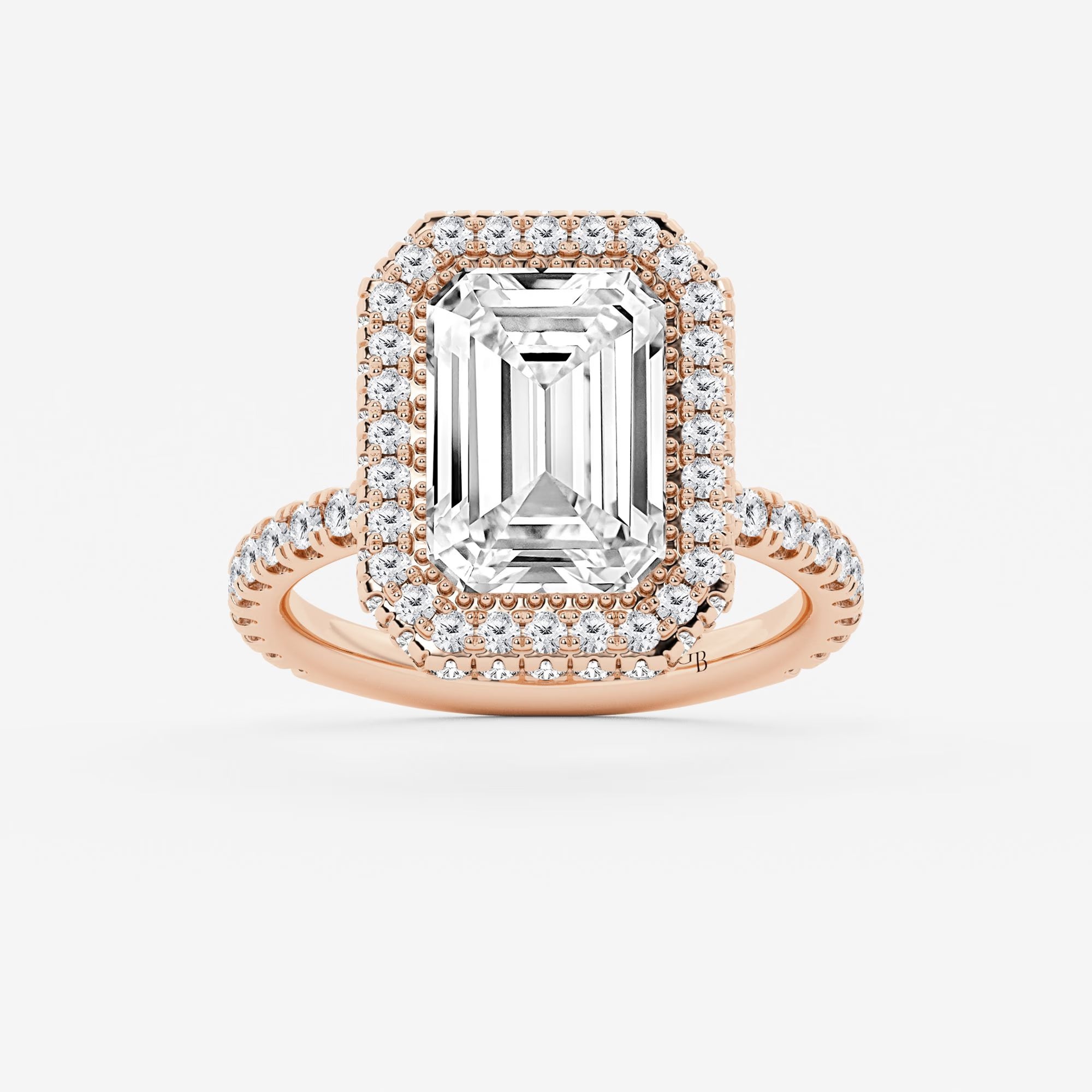 Emerald Cut Double Halo Engagement Ring