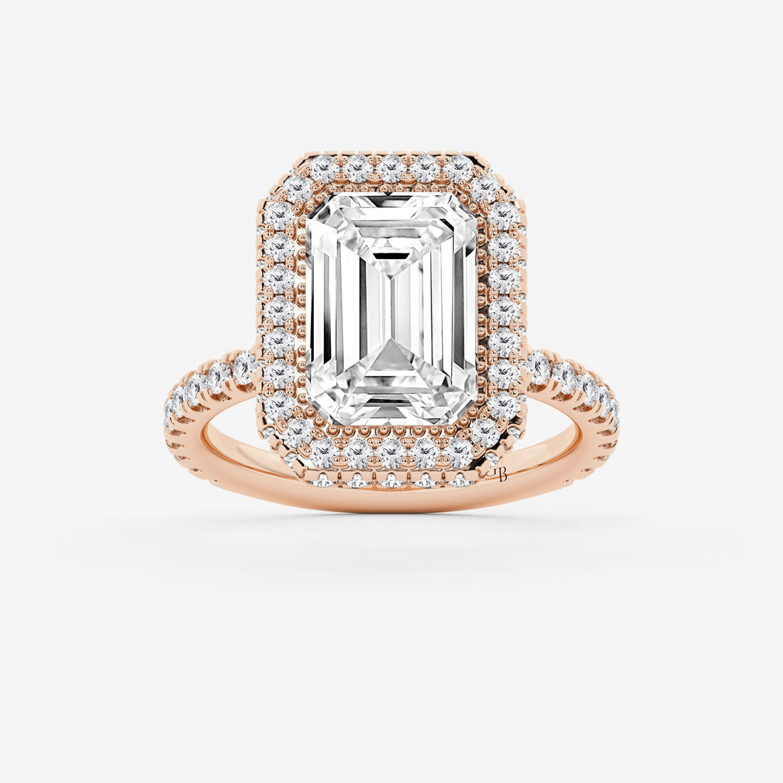 Emerald Cut Double Halo Engagement Ring