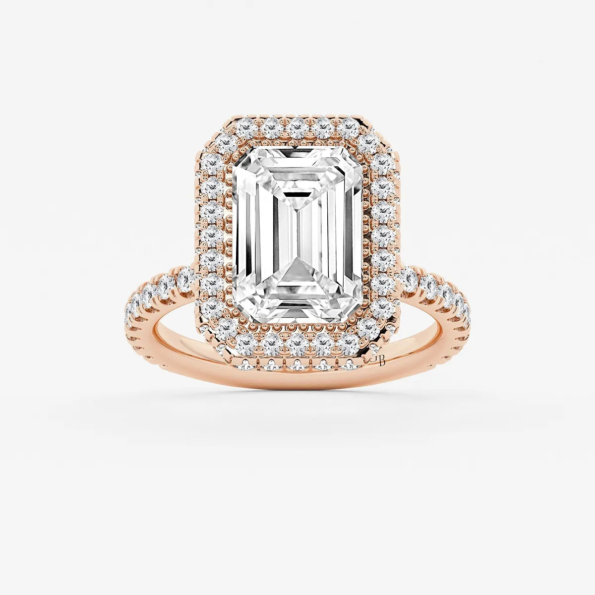 Emerald Cut Double Halo Engagement Ring