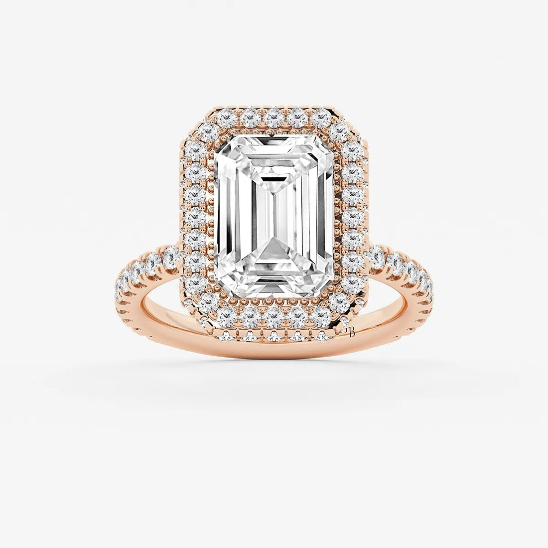 Emerald Cut Double Halo Engagement Ring