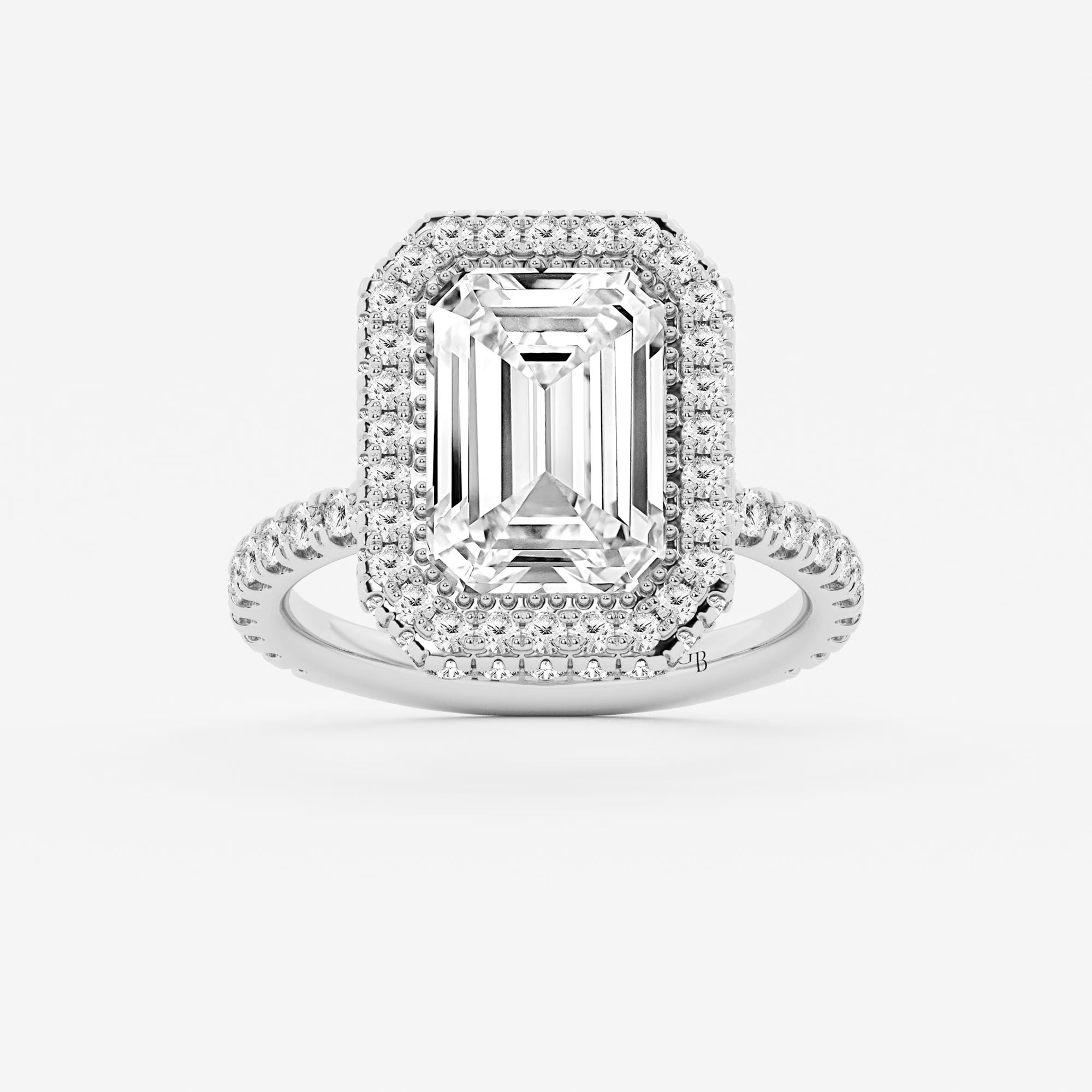 Emerald Cut Double Halo Engagement Ring