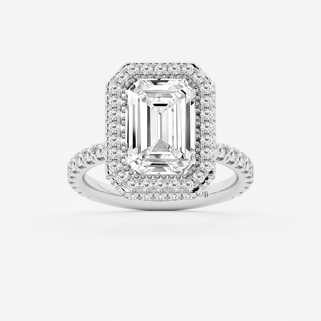 Emerald Cut Double Halo Engagement Ring